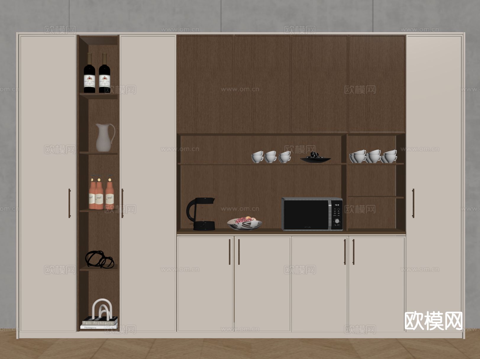 中古风酒柜 多功能酒柜su模型下载（渲染图1）