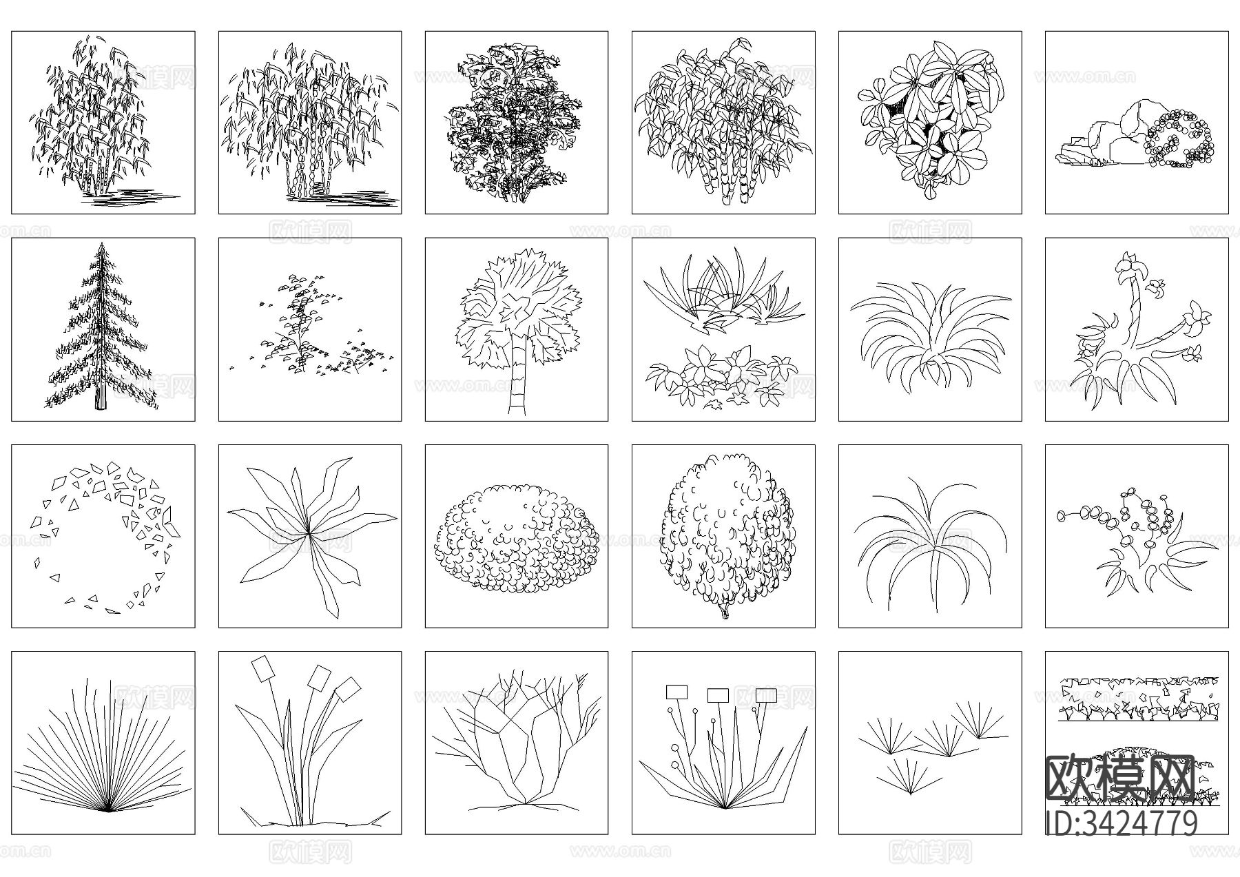 精品树立面图集cad图库下载（渲染图4）