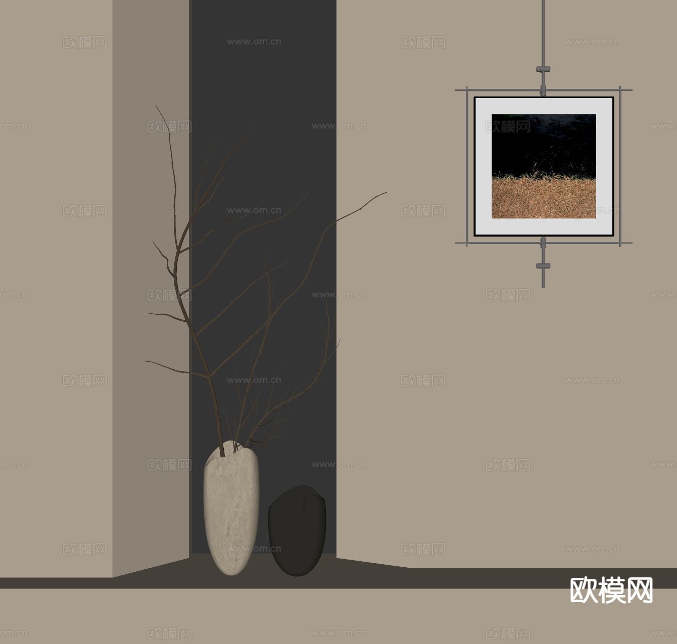 侘寂干支 花艺su模型下载（渲染图1）