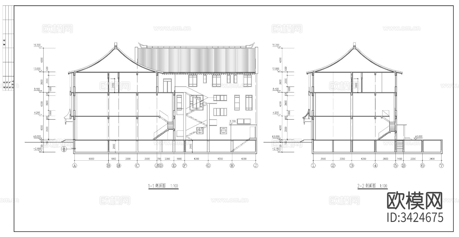 仿古清式公建建筑图cad施工图下载（渲染图7）