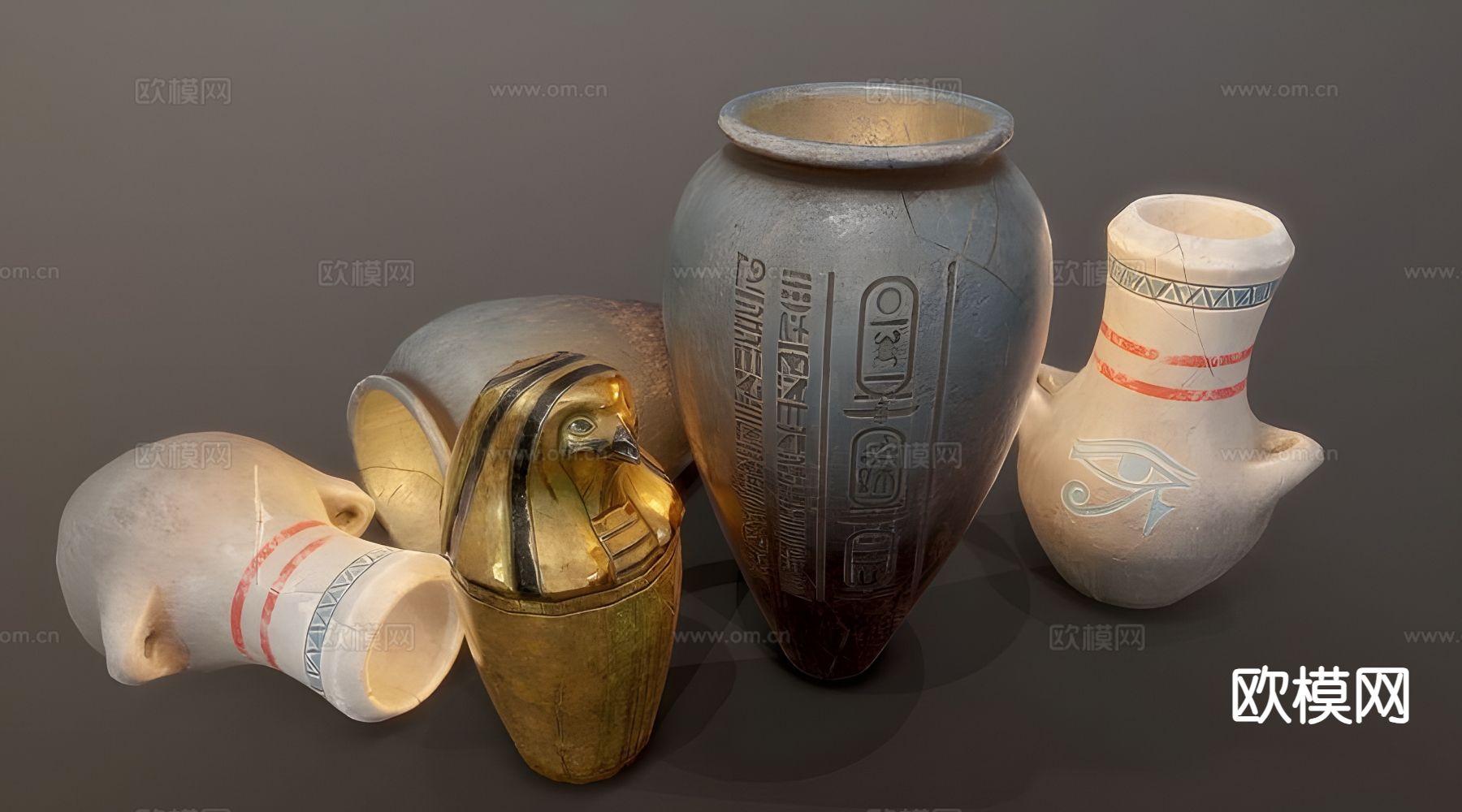 埃及墓罐 古董 器皿3d模型下载