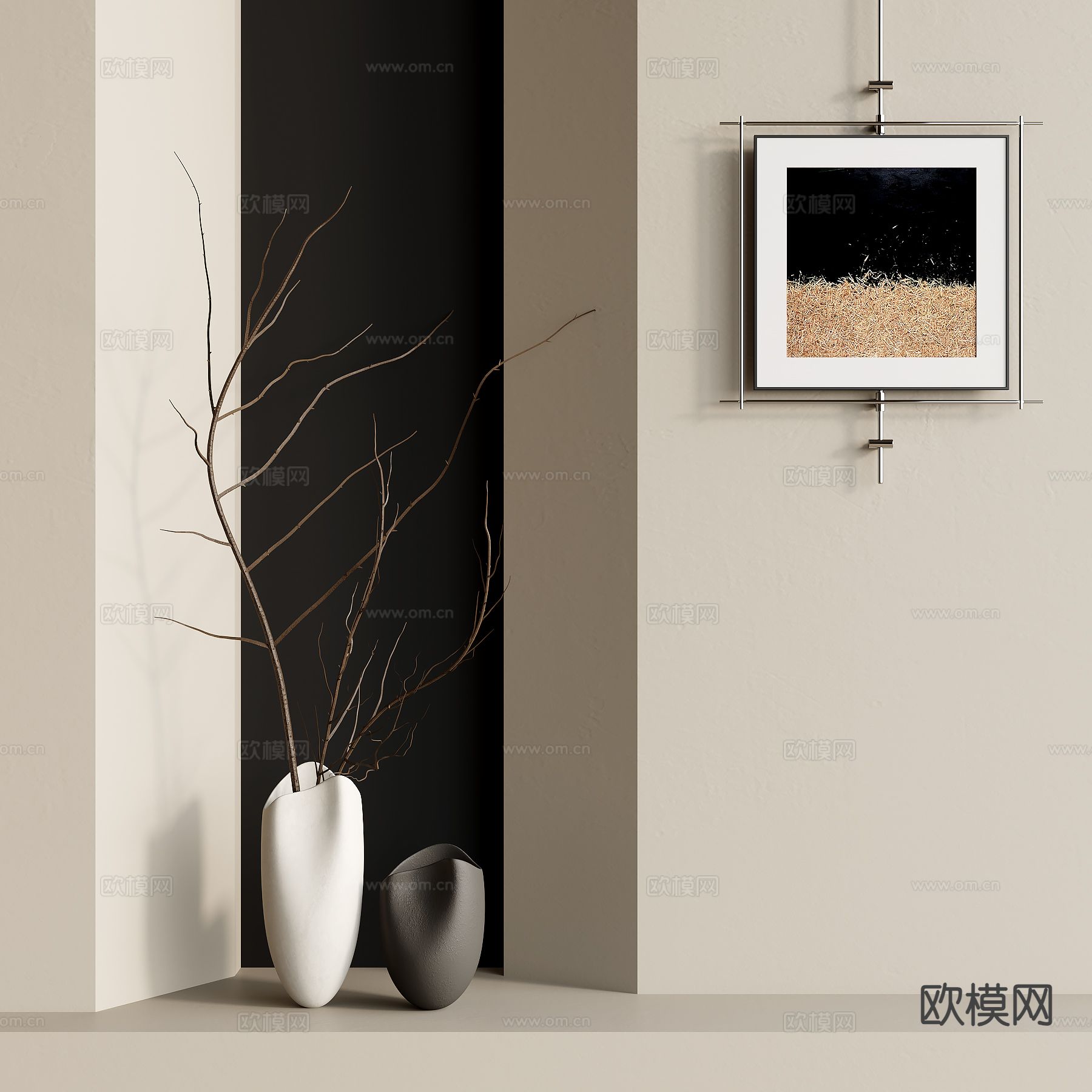 侘寂干支 花艺su模型下载（渲染图2）