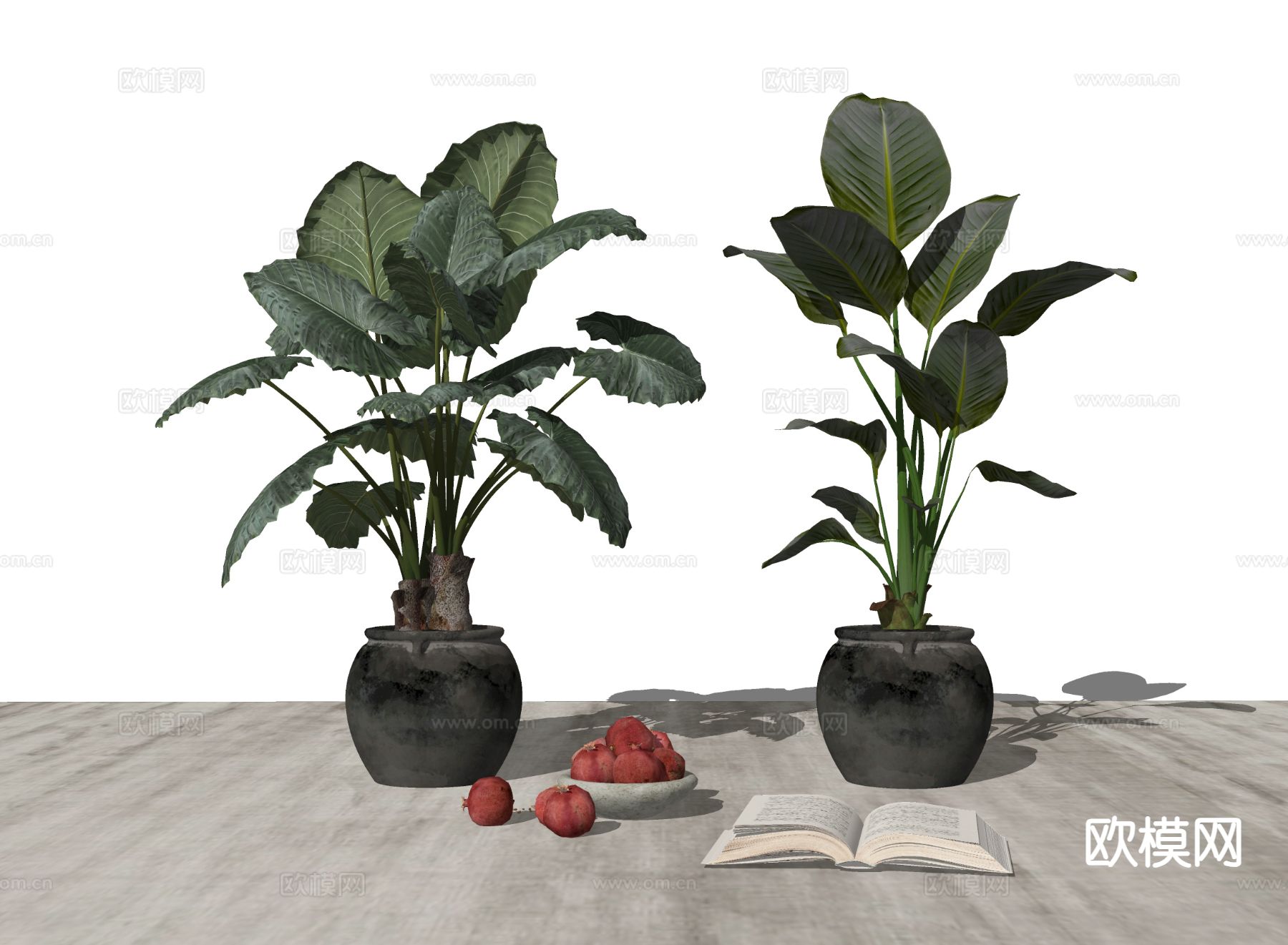 中古风植物 盆栽 盆景su模型下载（渲染图1）