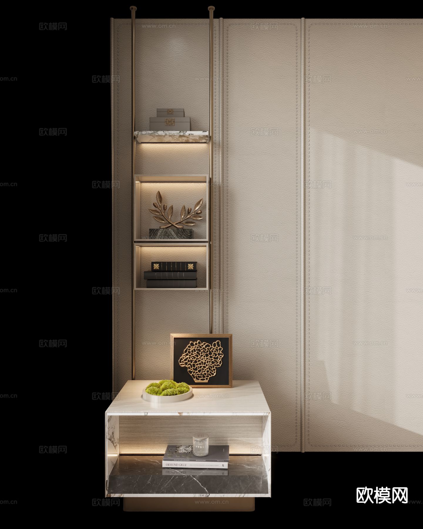 轻奢装饰柜su模型下载（渲染图3）