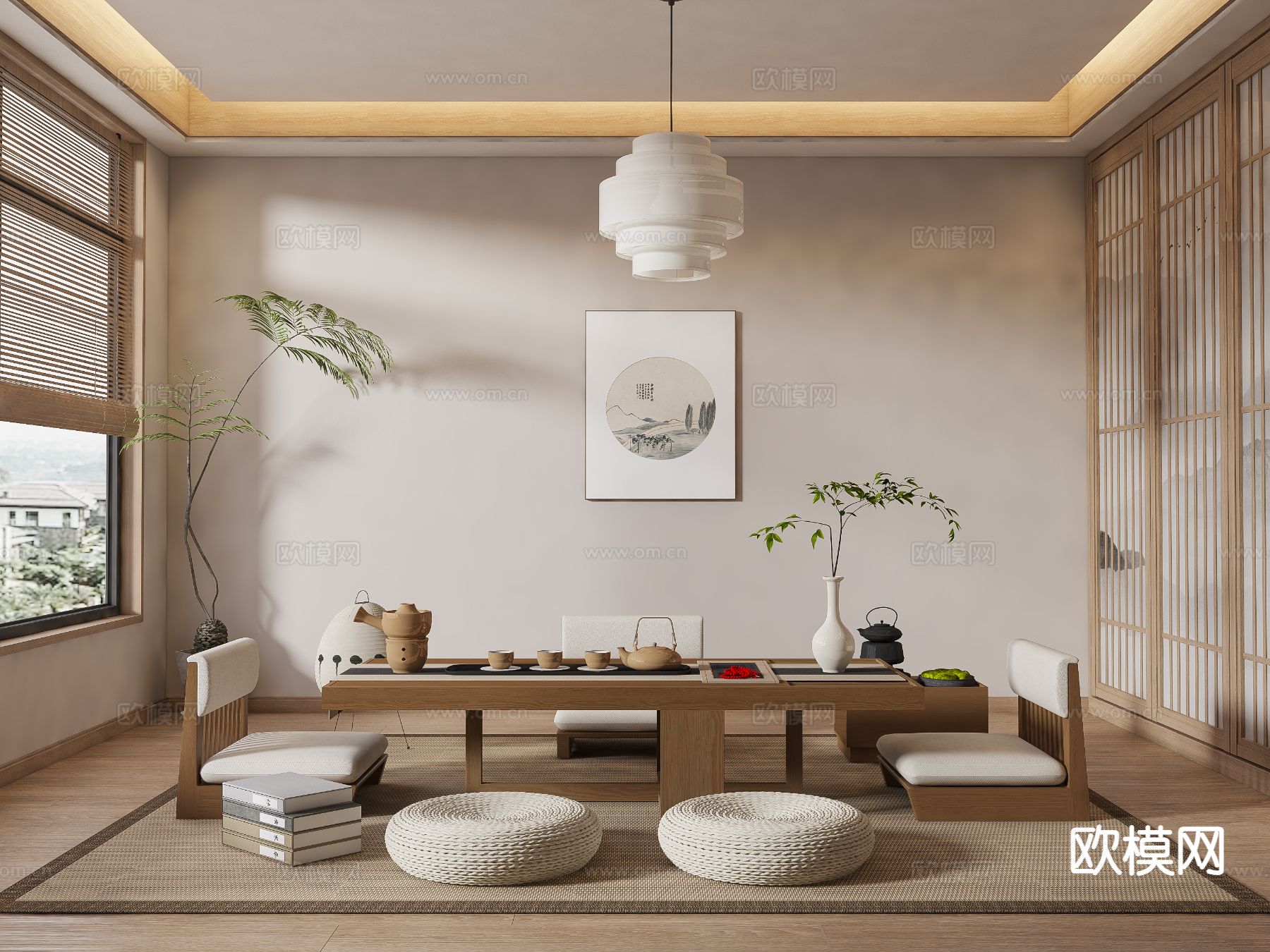 日式茶室 榻榻米茶室3d模型下载