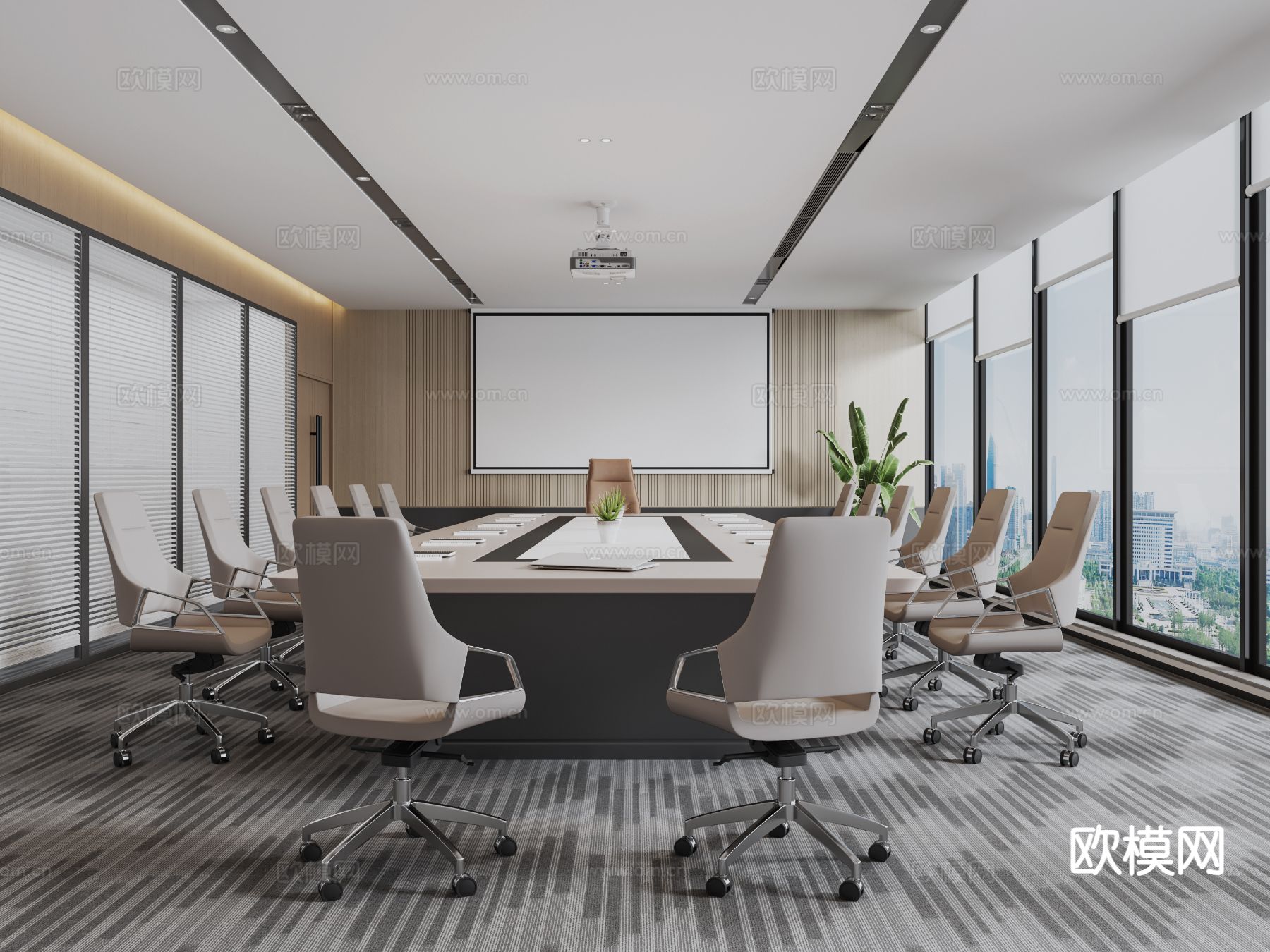 现代会议室3d模型下载