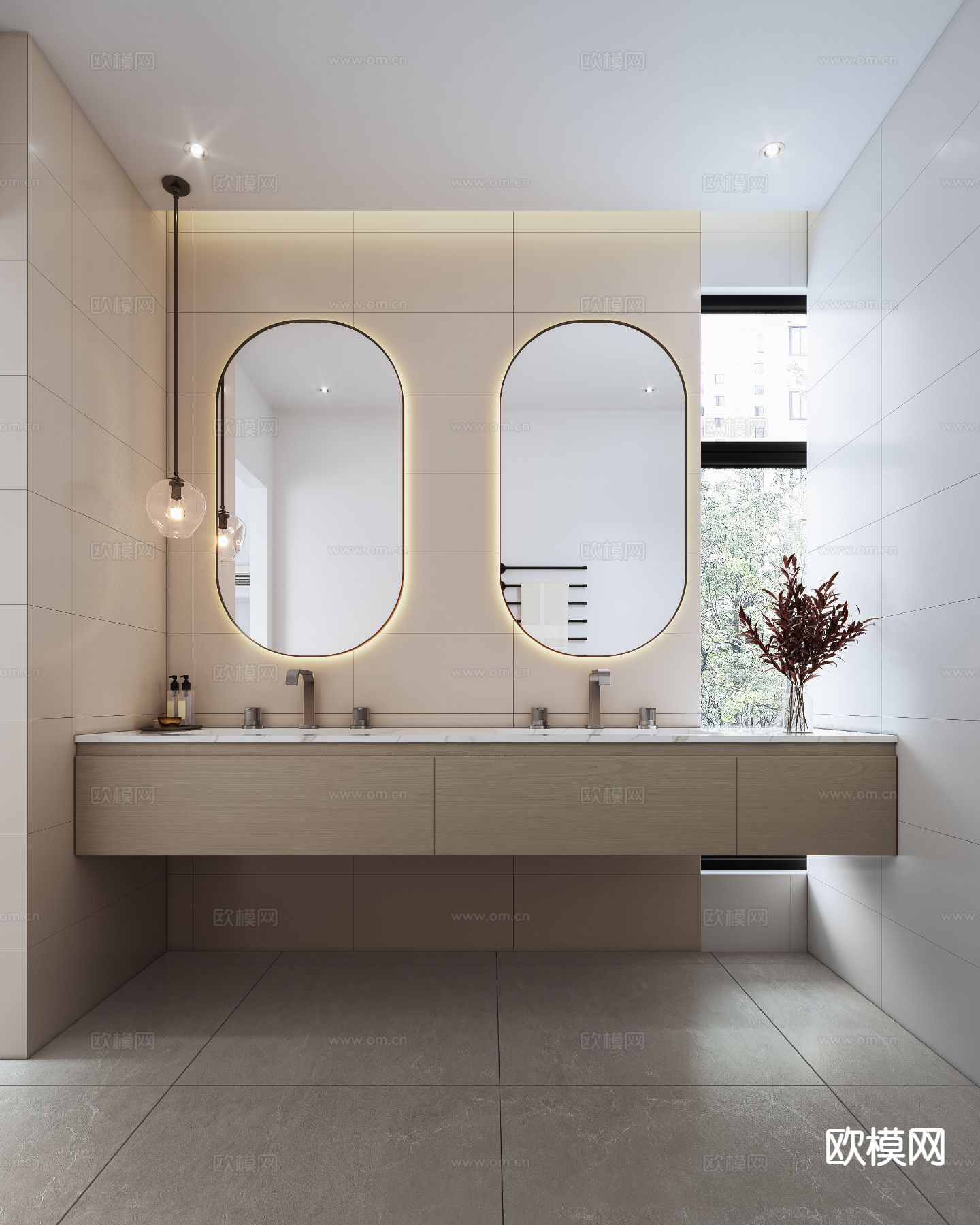 双盆洗手台 洗手盆3d模型下载