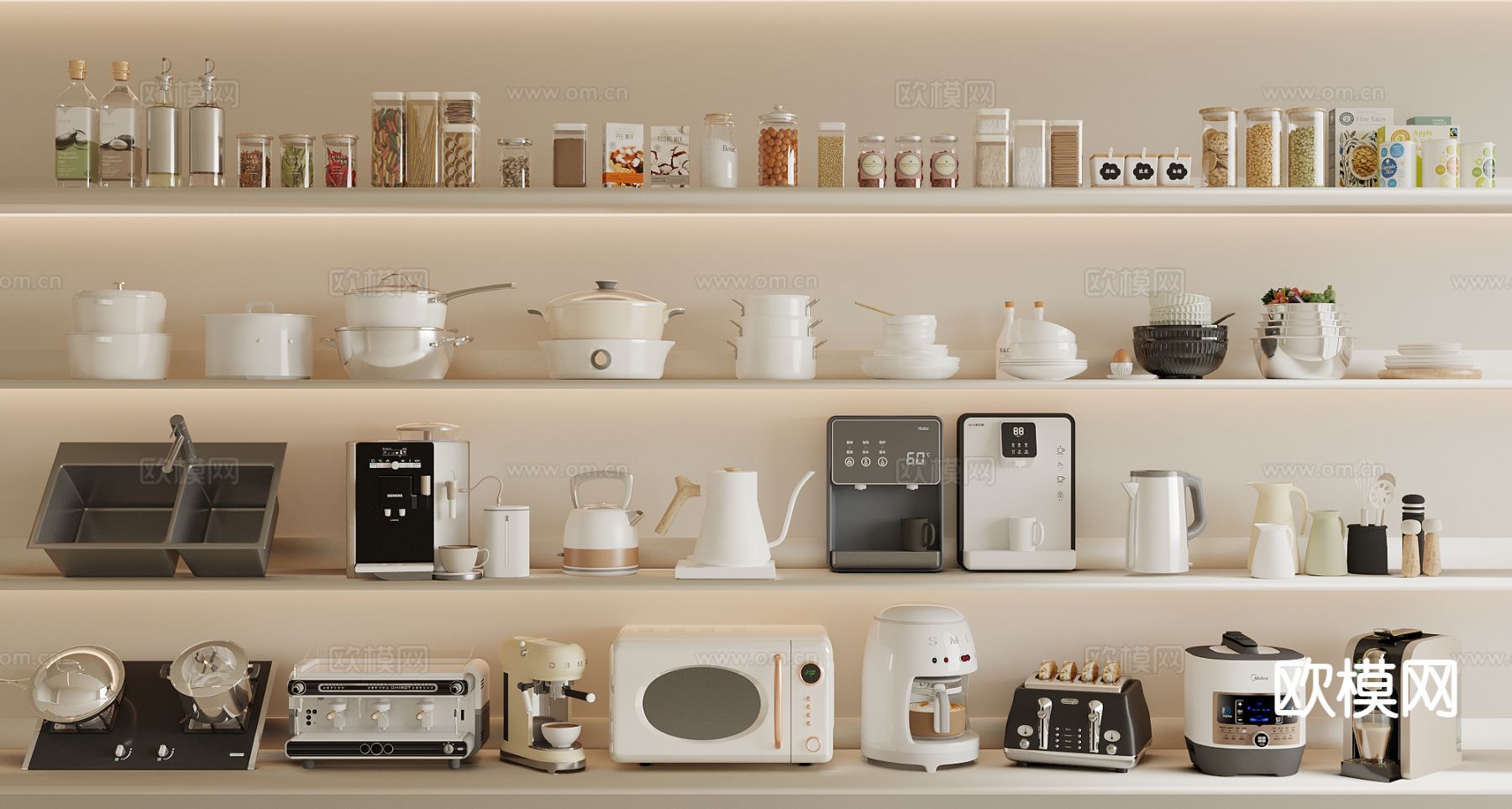 厨房用具 厨房电器 微波炉 烤箱3d模型下载