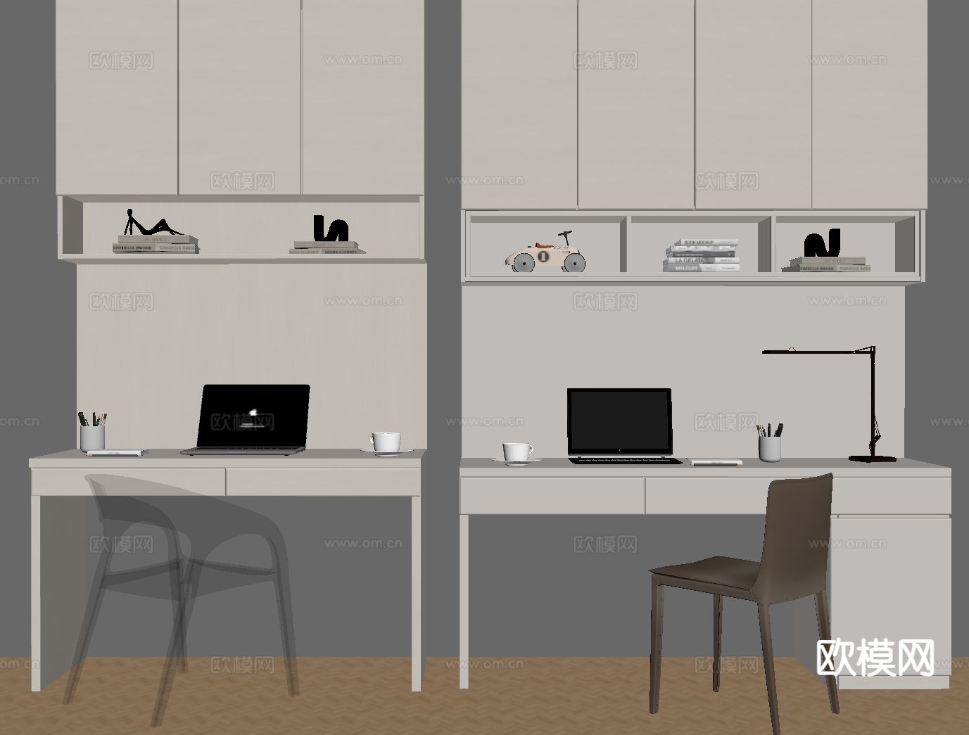 现代书桌椅su模型下载（渲染图1）