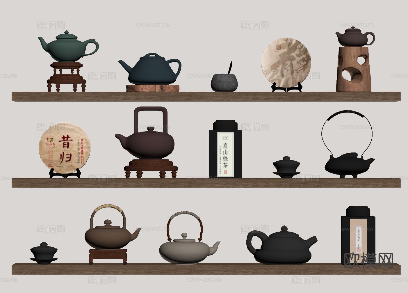 新中式茶具 烧水壶 茶壶su模型下载（渲染图1）