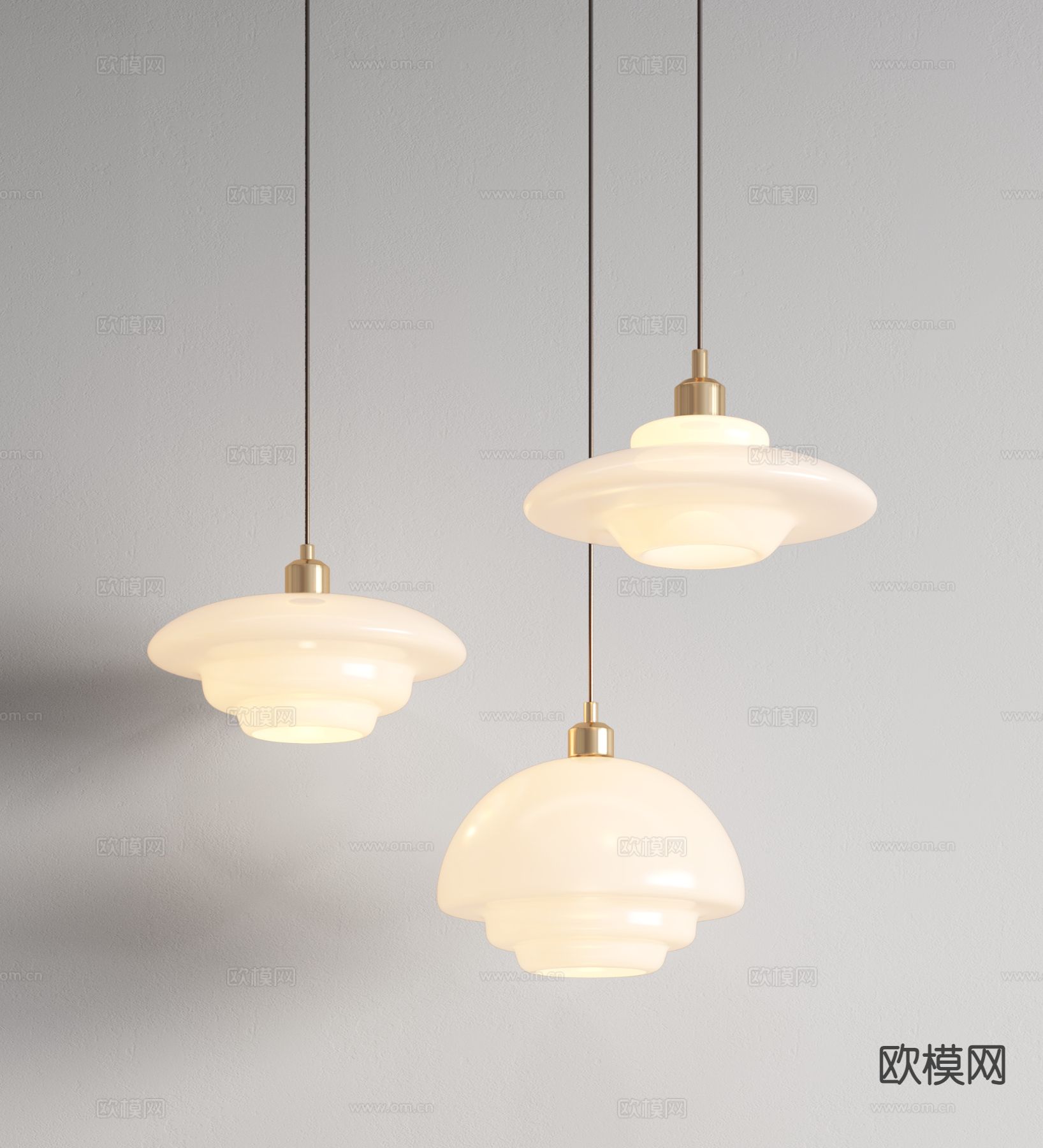 Nordic 吊灯 玻璃吊灯su模型下载（渲染图2）