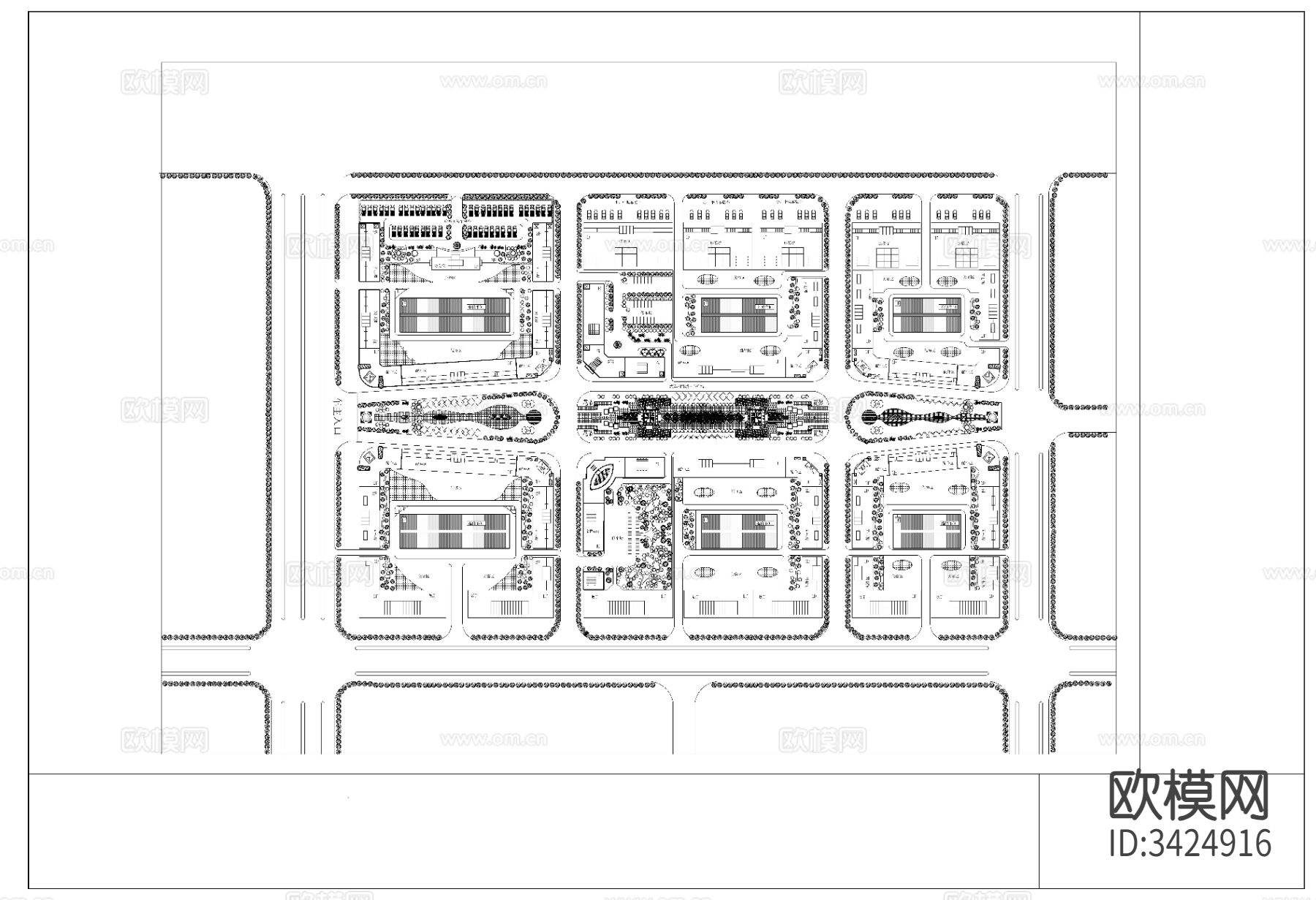 汽车城规划CAD平面图下载（渲染图1）