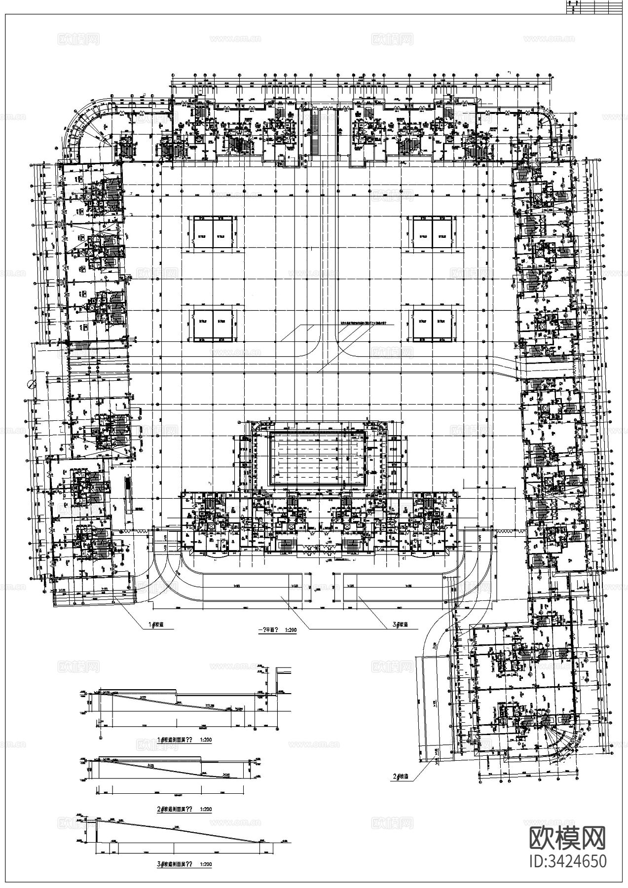 超市车库CAD平面图下载（渲染图2）