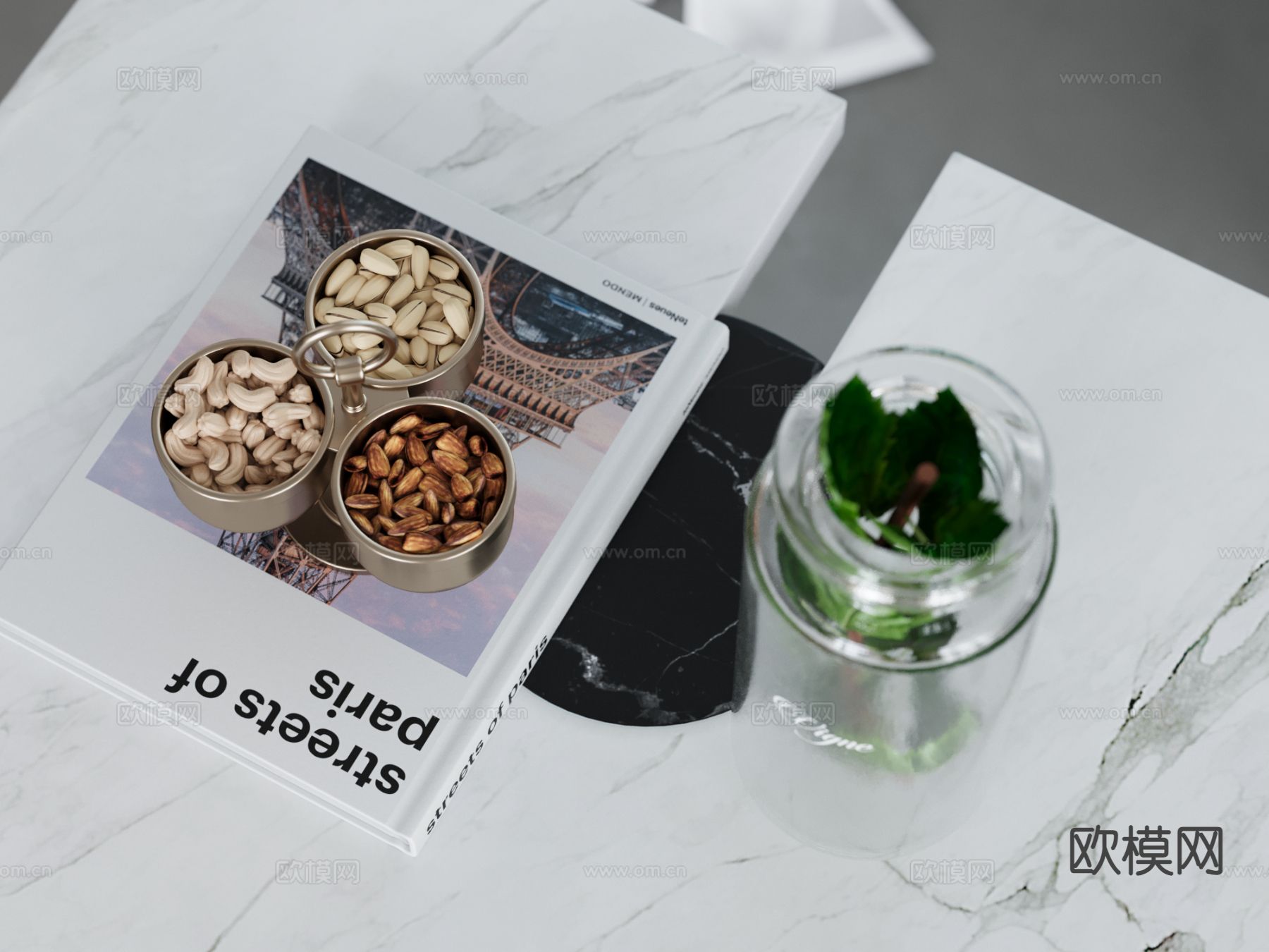 水果摆件 果仁 书籍 瓶su模型下载（渲染图2）