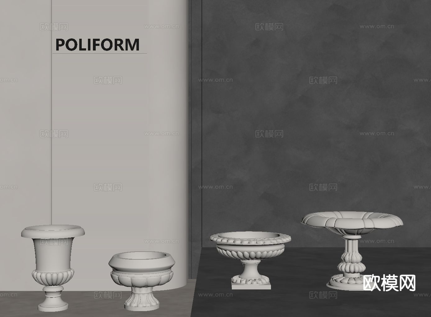 欧式花钵 花坛su模型下载（渲染图1）