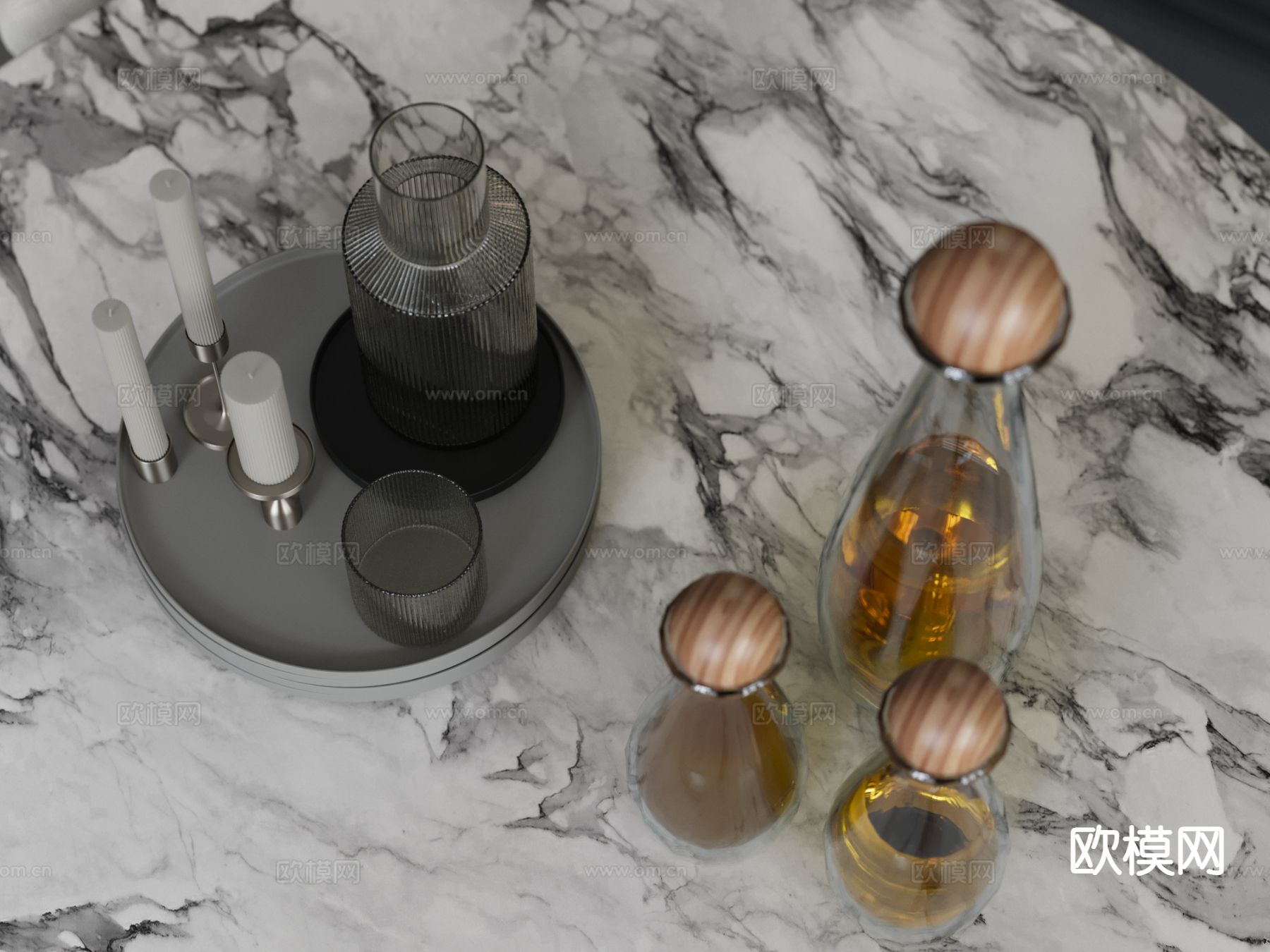 托盘 酒具 饮料su模型下载（渲染图2）