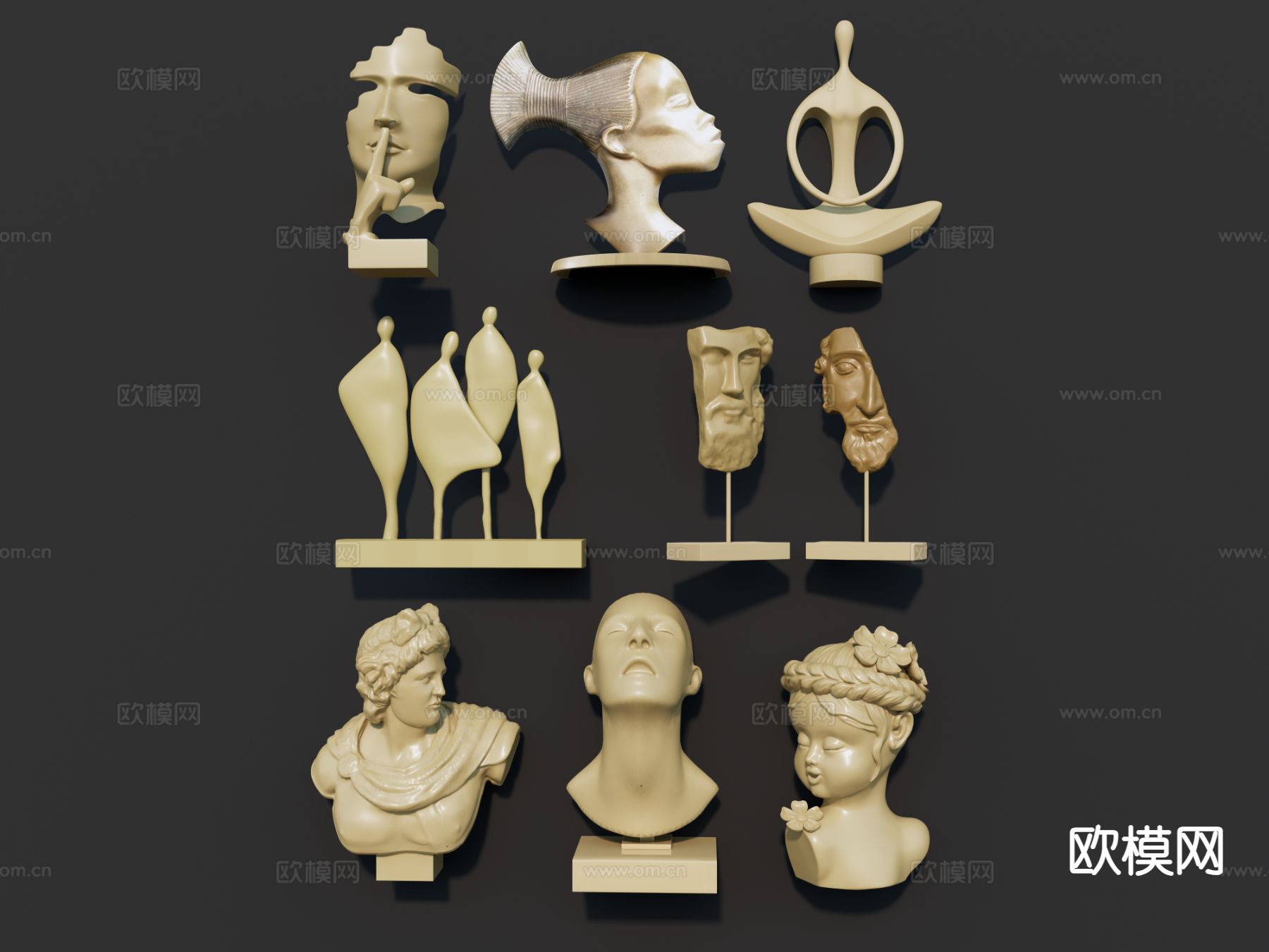 欧式人物雕塑 雕塑小品su模型下载（渲染图2）