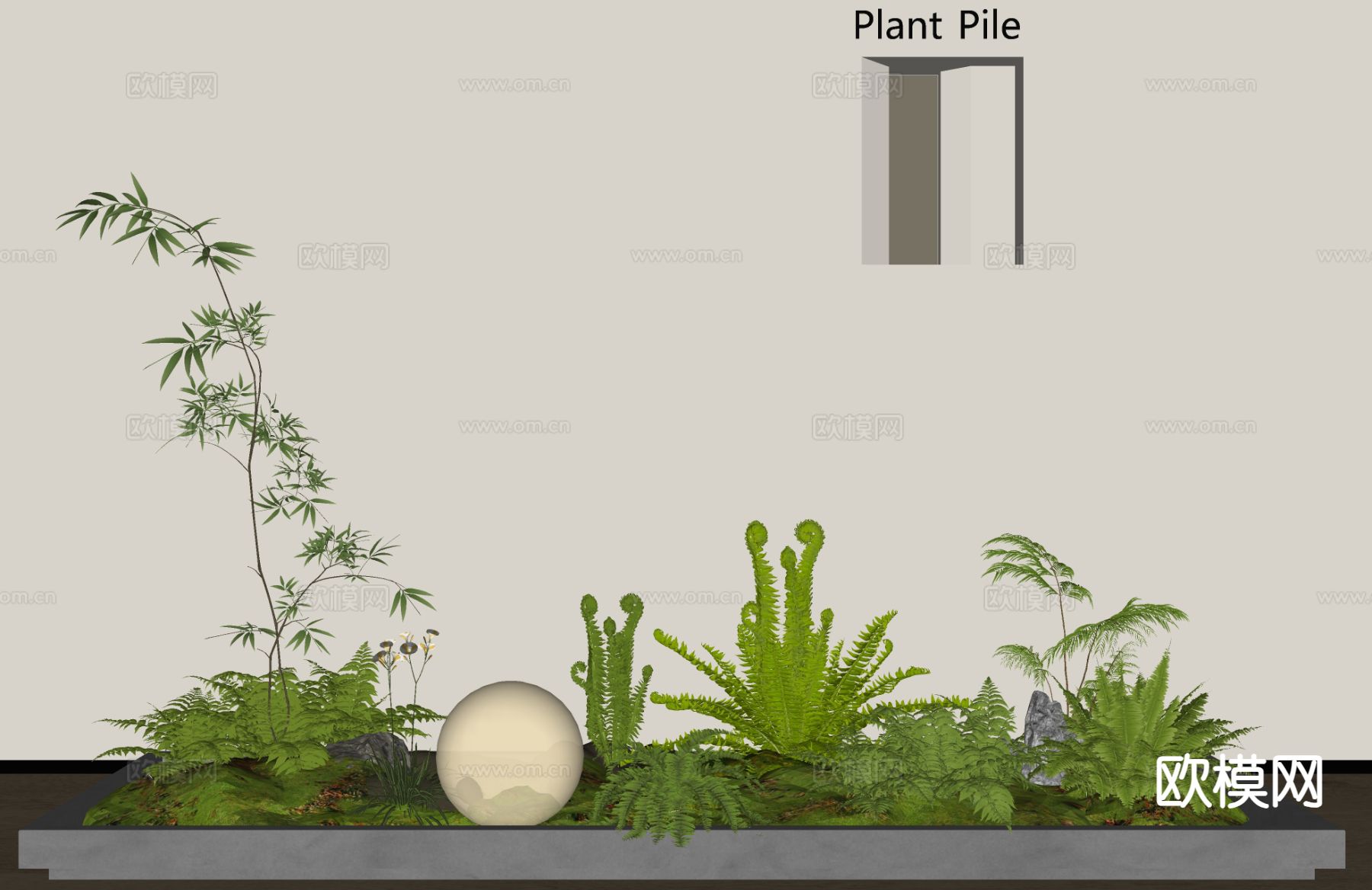 现代植物堆 植物小品su模型