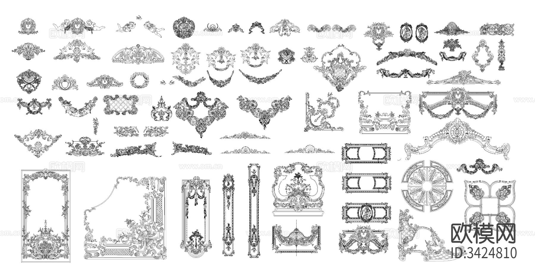 法式雕花cad图库下载