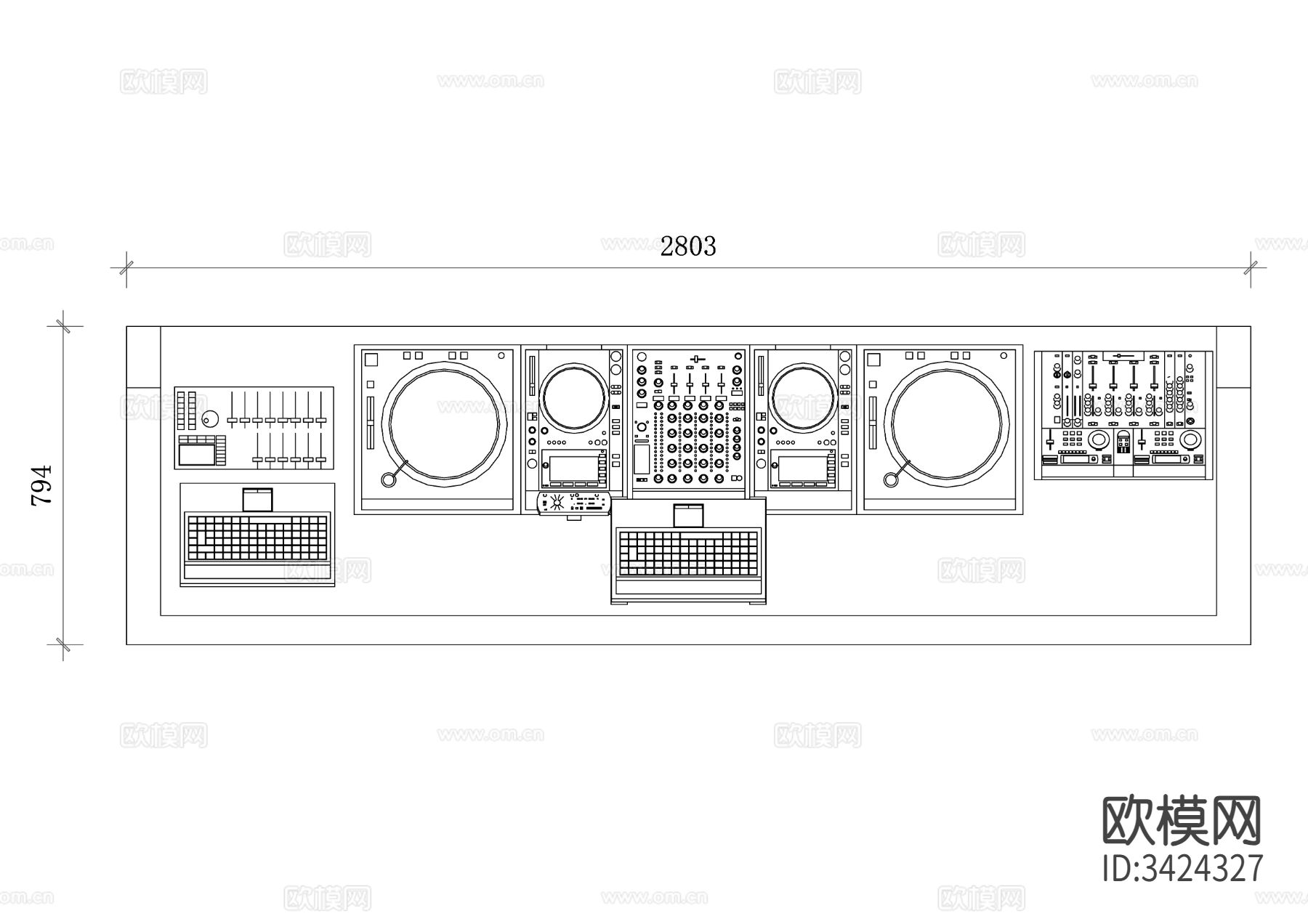 DJ调音台CAD平面图下载