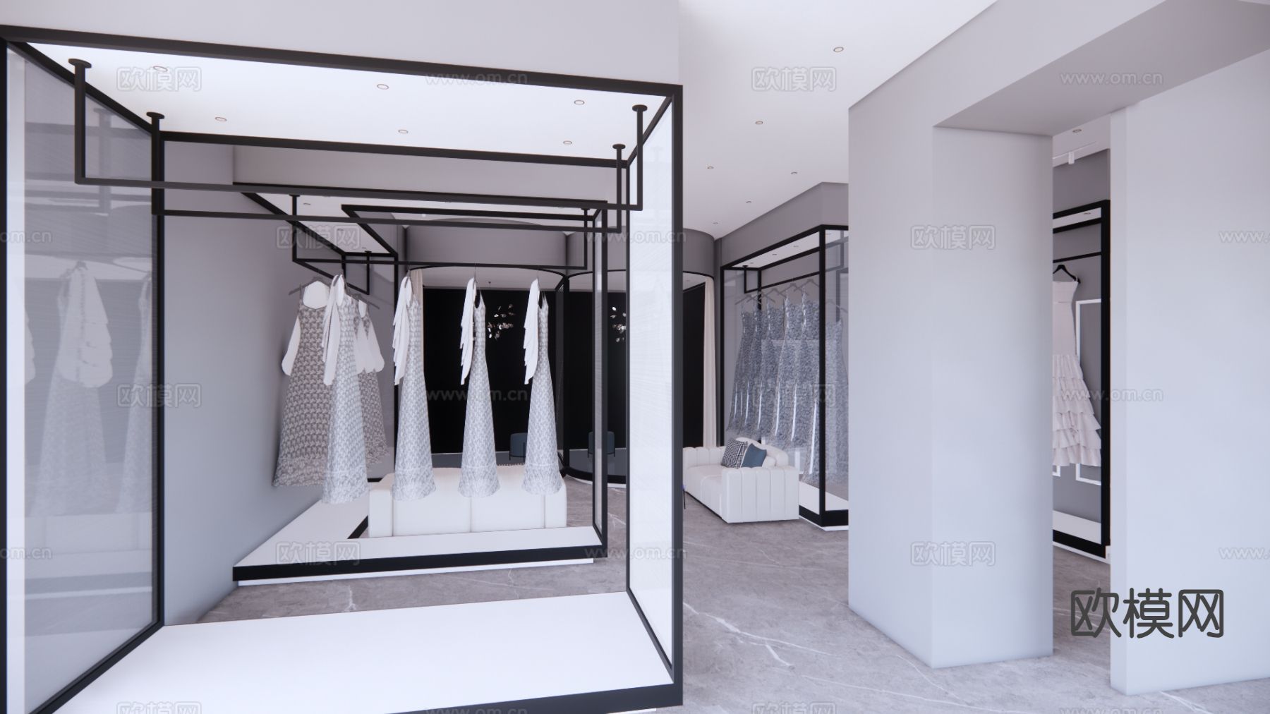 现代婚纱店su模型下载（渲染图2）