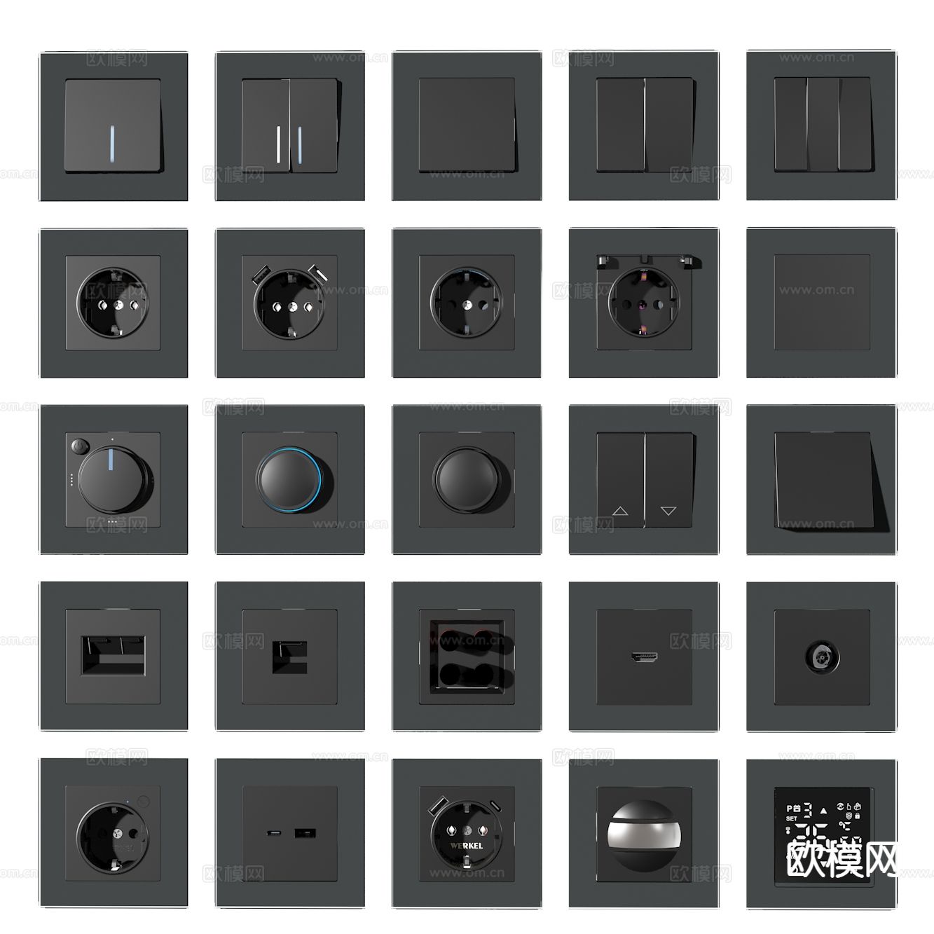 开关 插座 智能面板3d模型下载