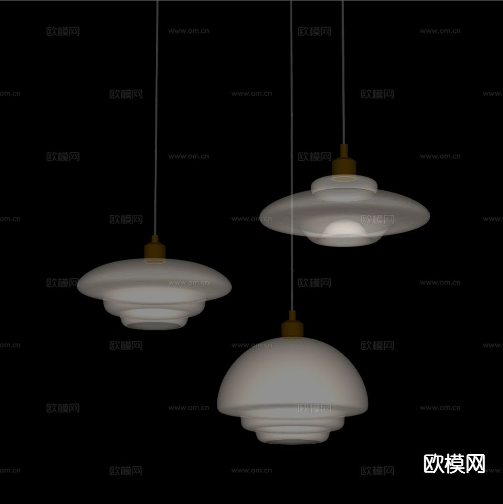 Nordic 吊灯 玻璃吊灯su模型下载（渲染图1）