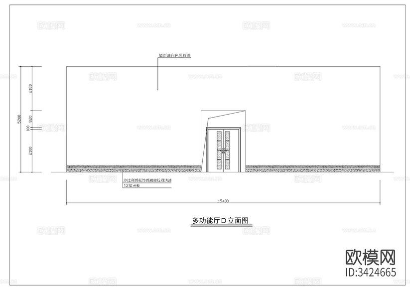 多功能廳裝修CAD施工圖下載(渲染圖4)