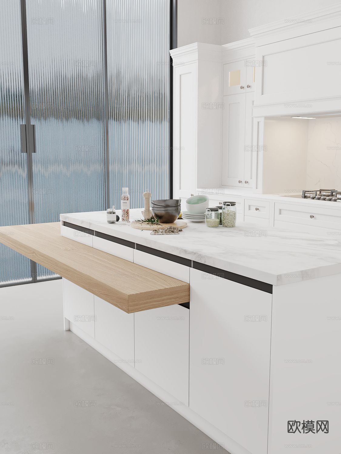 现代厨房摆件 菜板 厨具3d模型下载