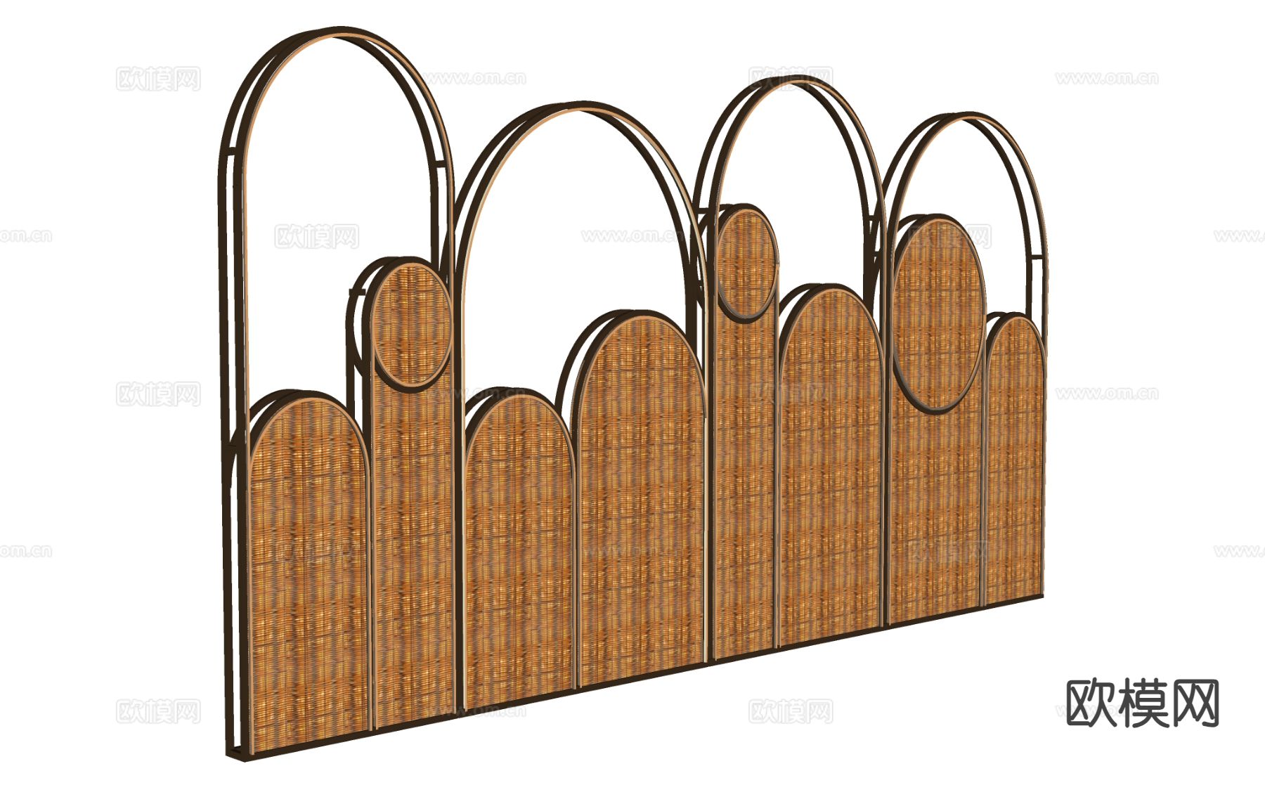 侘寂竹编隔断 弧形隔断su模型下载（渲染图1）