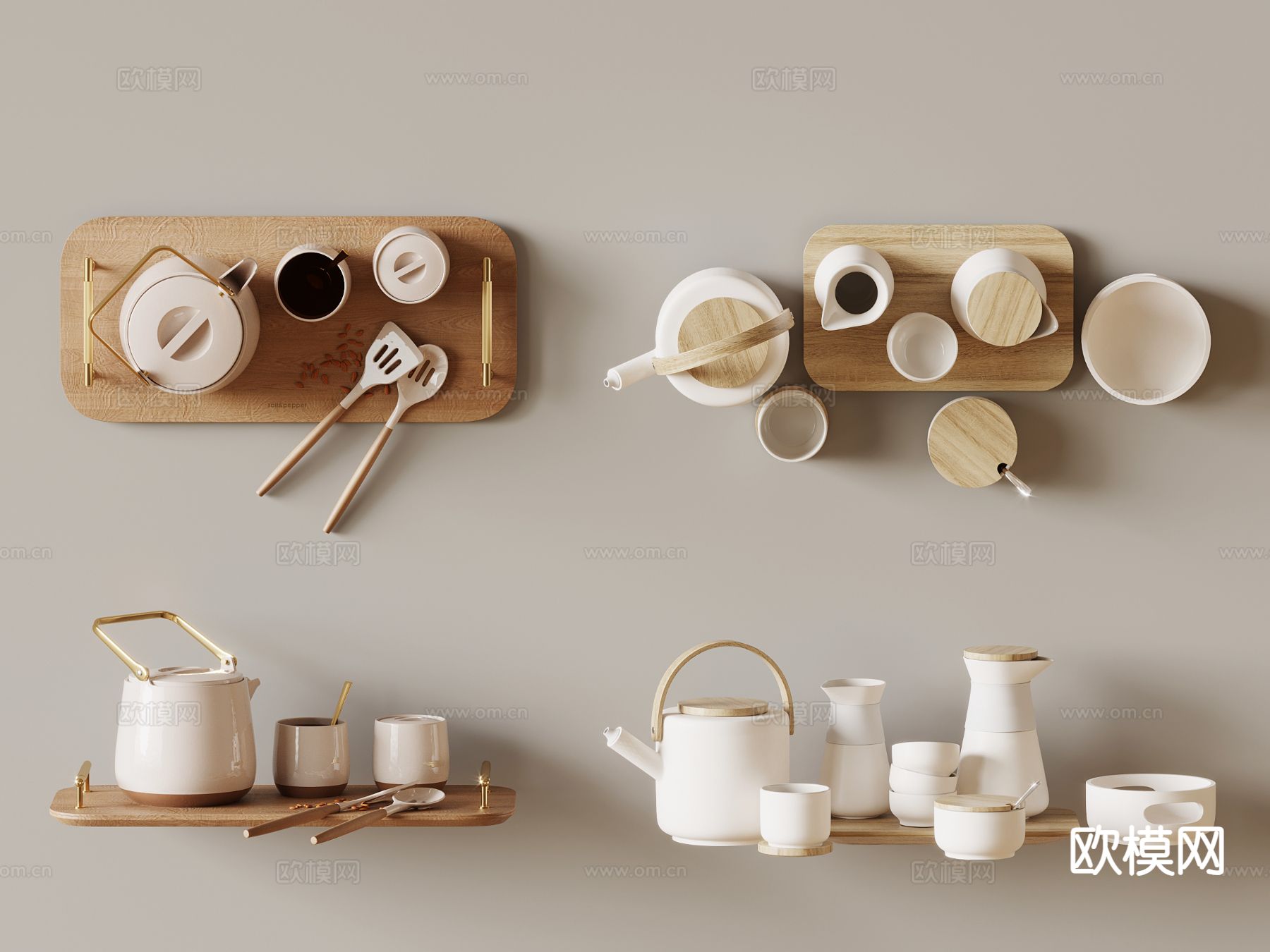 现代茶具 茶盘 杯子su模型下载（渲染图2）