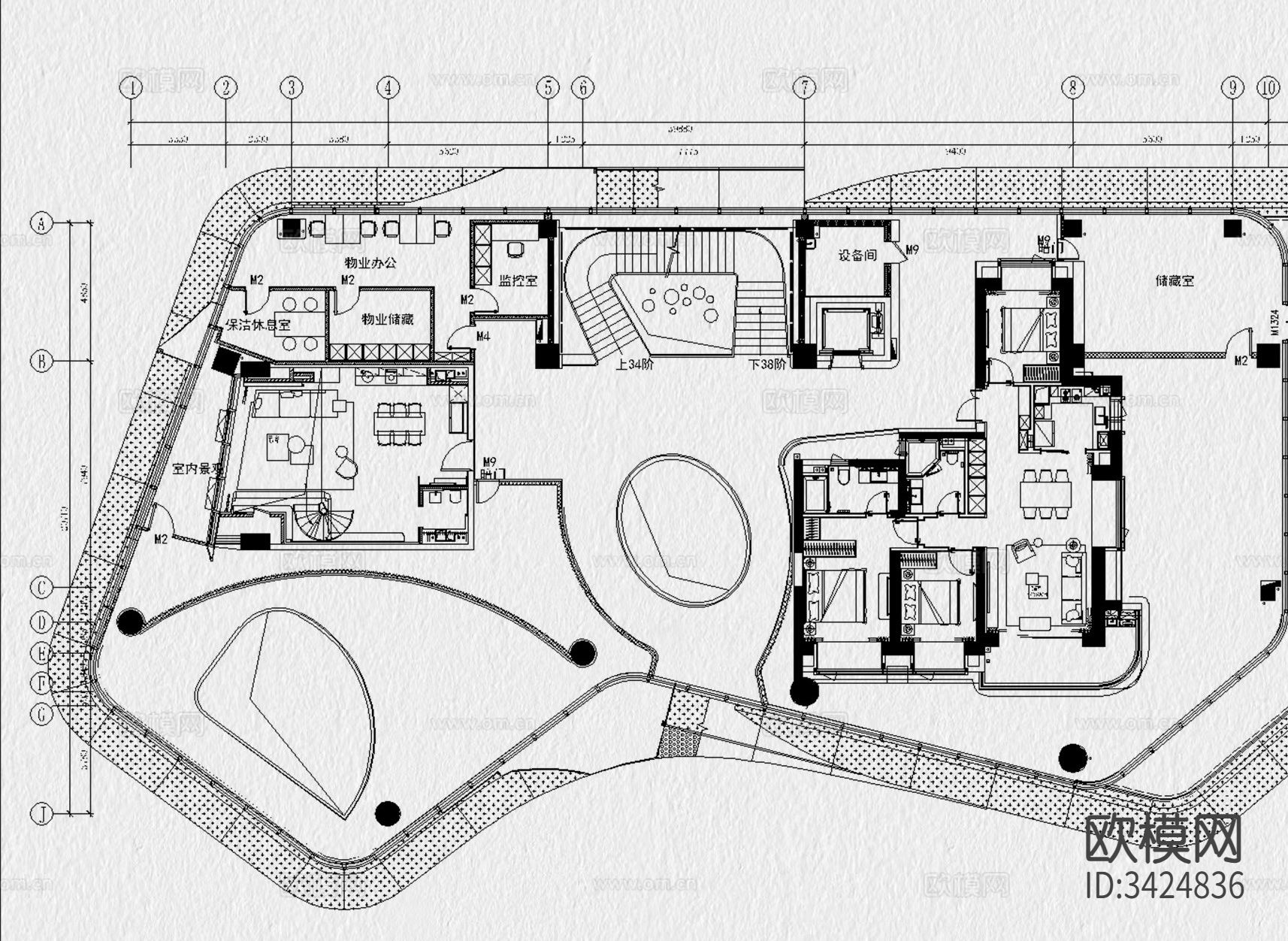 售楼处CAD图库下载（渲染图3）