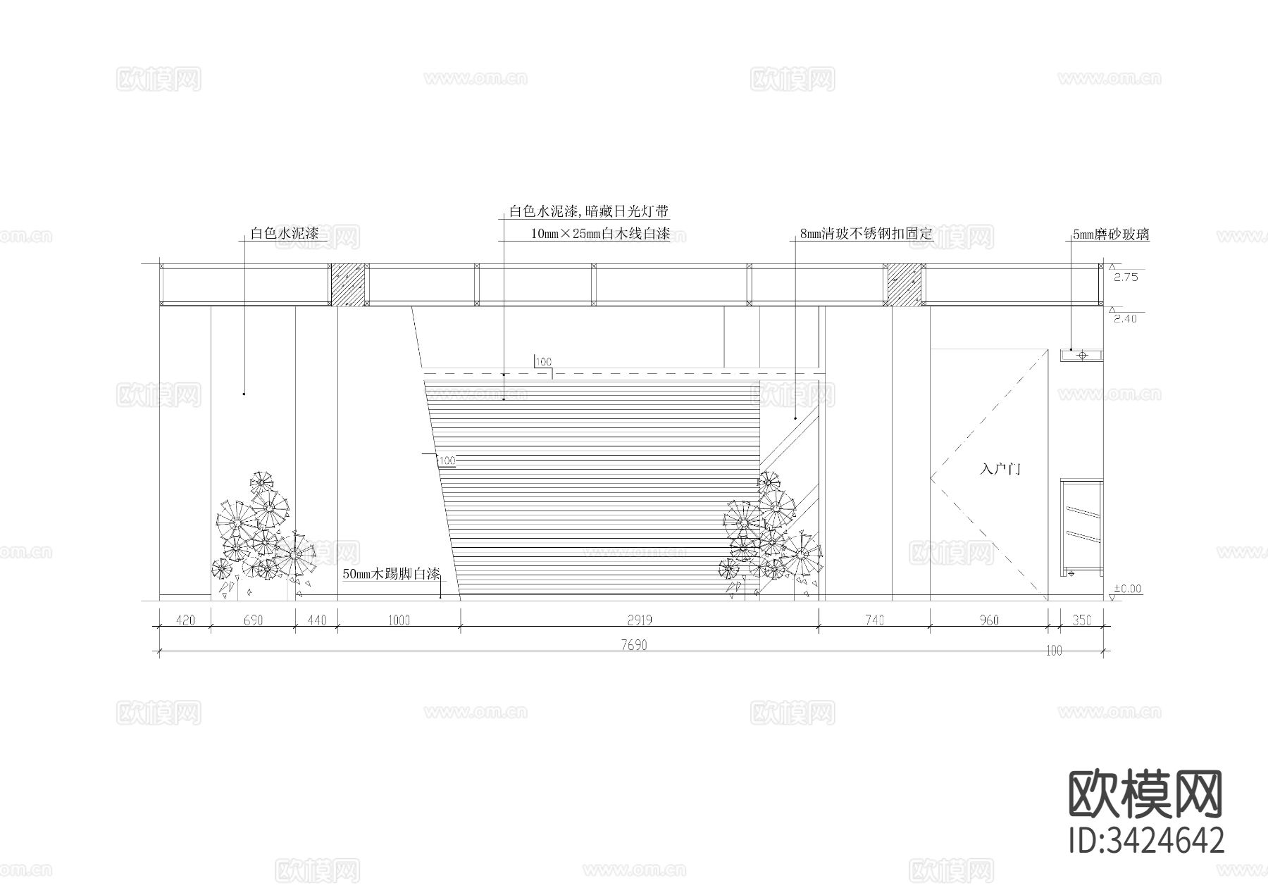 客厅装修CAD施工图下载（渲染图6）