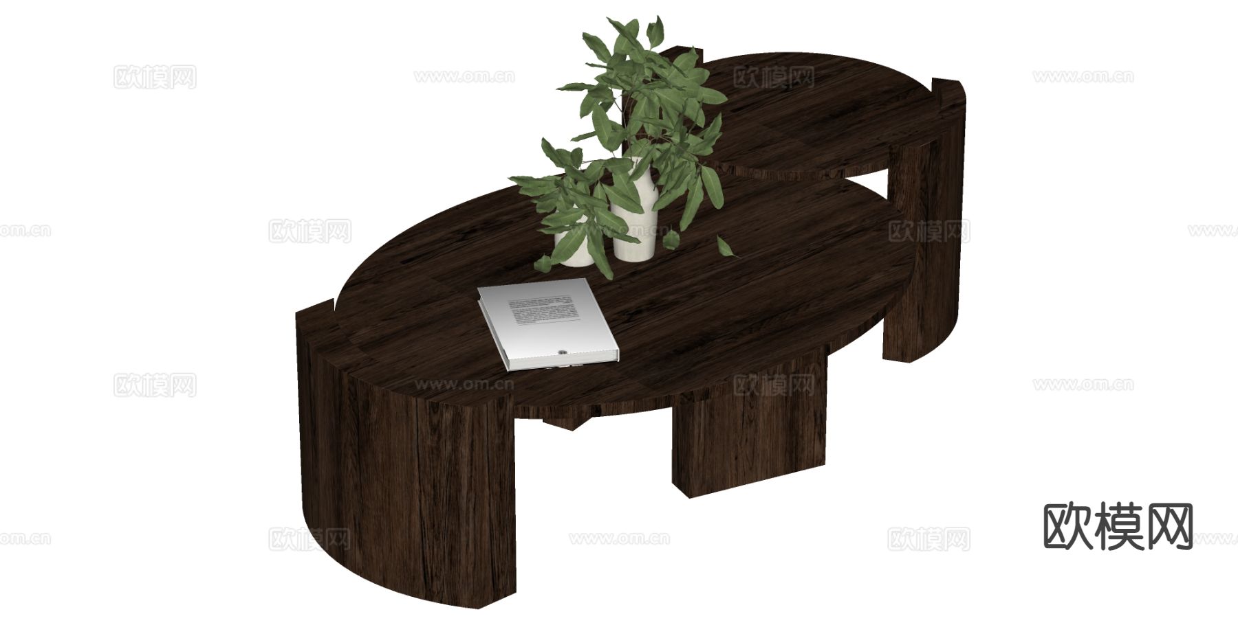 侘寂子母茶几su模型下载（渲染图1）