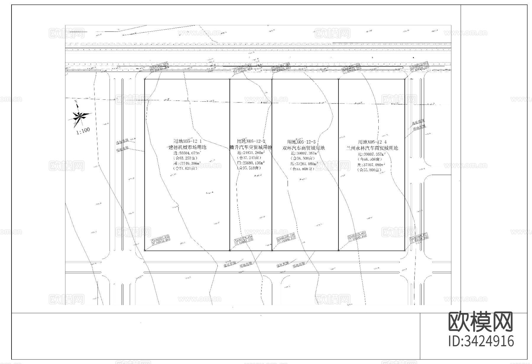汽车城规划CAD平面图下载（渲染图3）