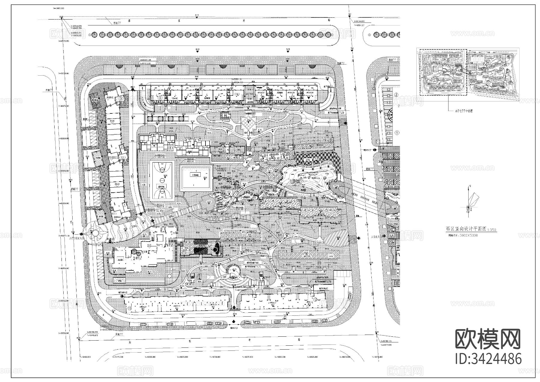 住宅小区CAD平面图下载（渲染图1）