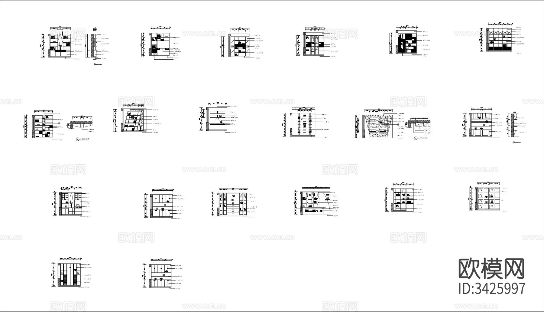 书柜小品cad图库下载