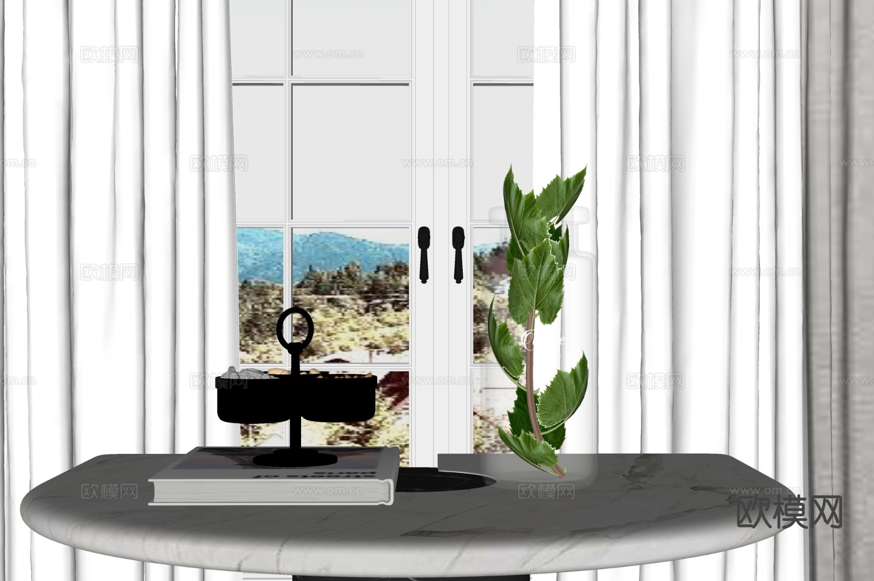 水果摆件 果仁 书籍 瓶su模型下载（渲染图1）