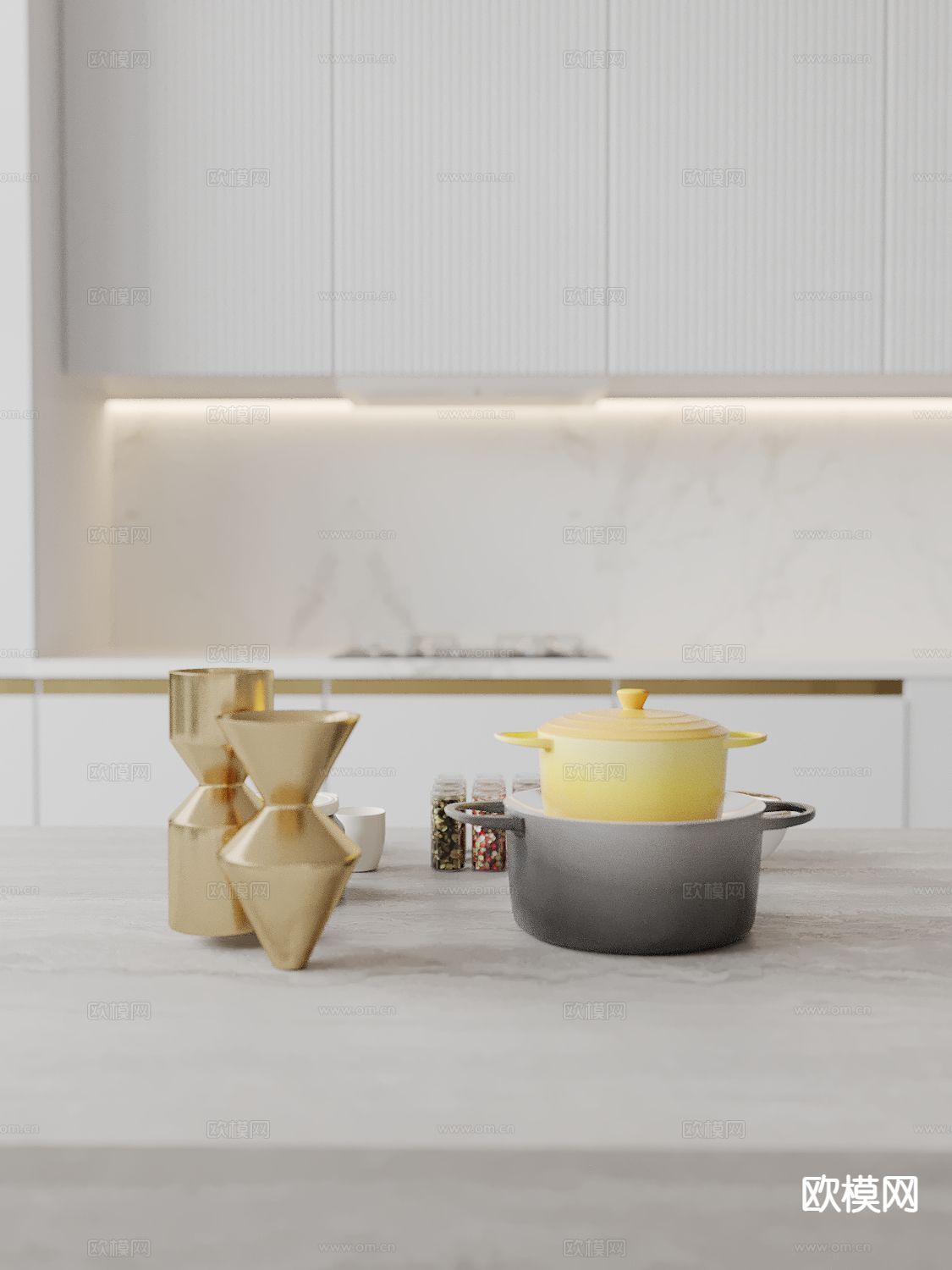 现代厨房摆件 砂锅 厨具3d模型下载