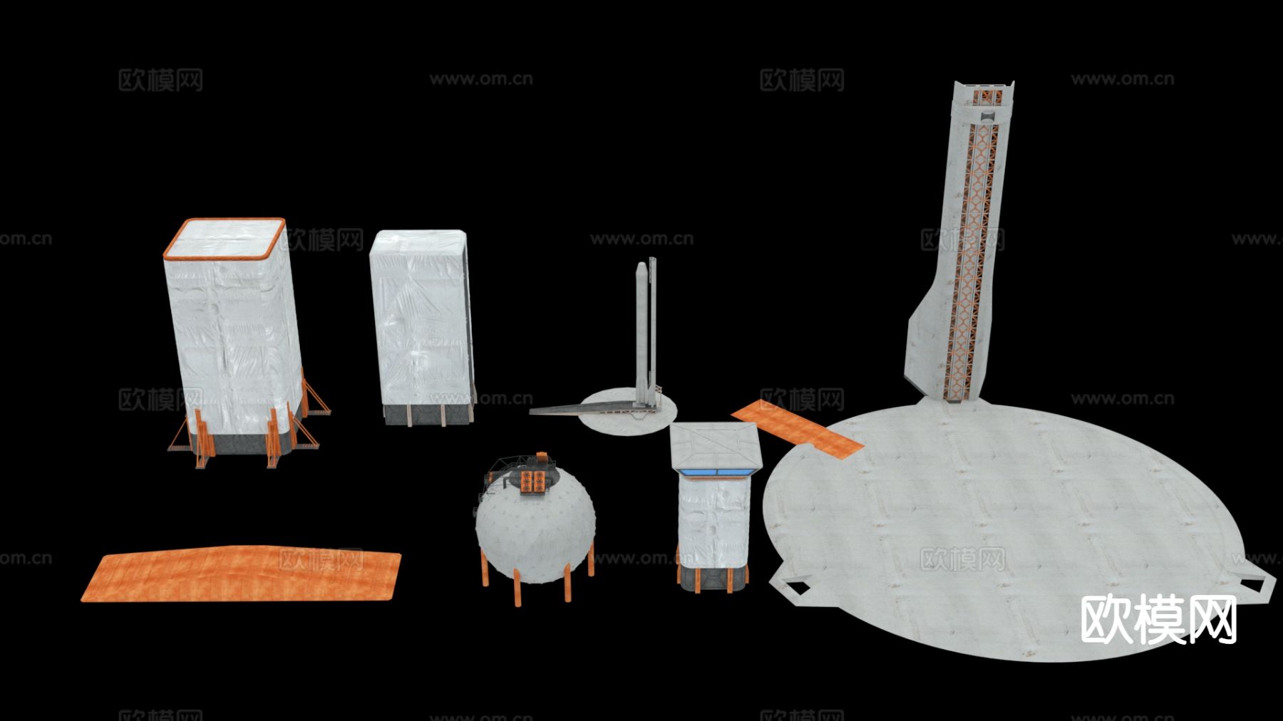 现代未来科幻基地 星际殖民地3d模型下载