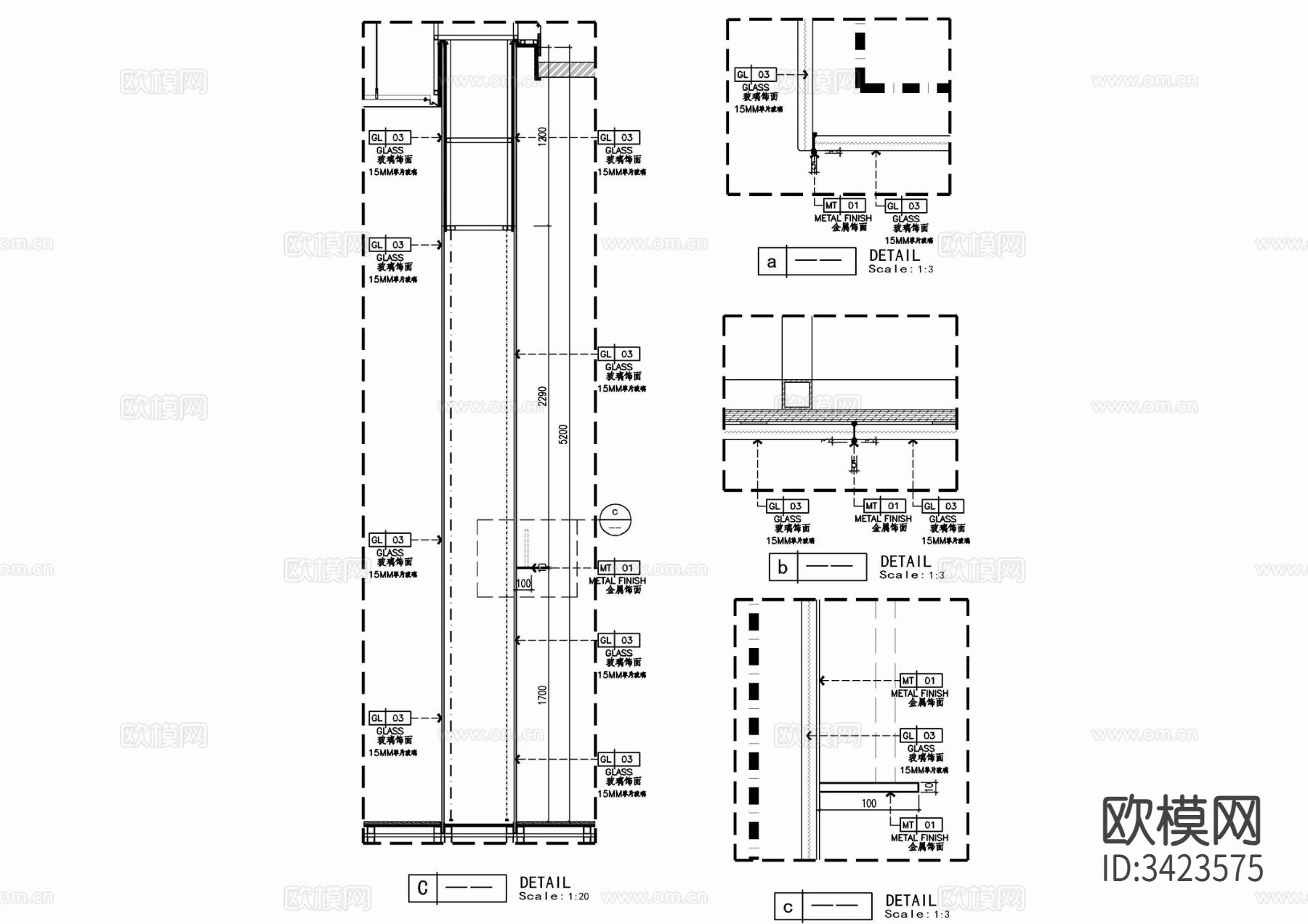 办公室透光形象墙节点大样图下载（渲染图4）