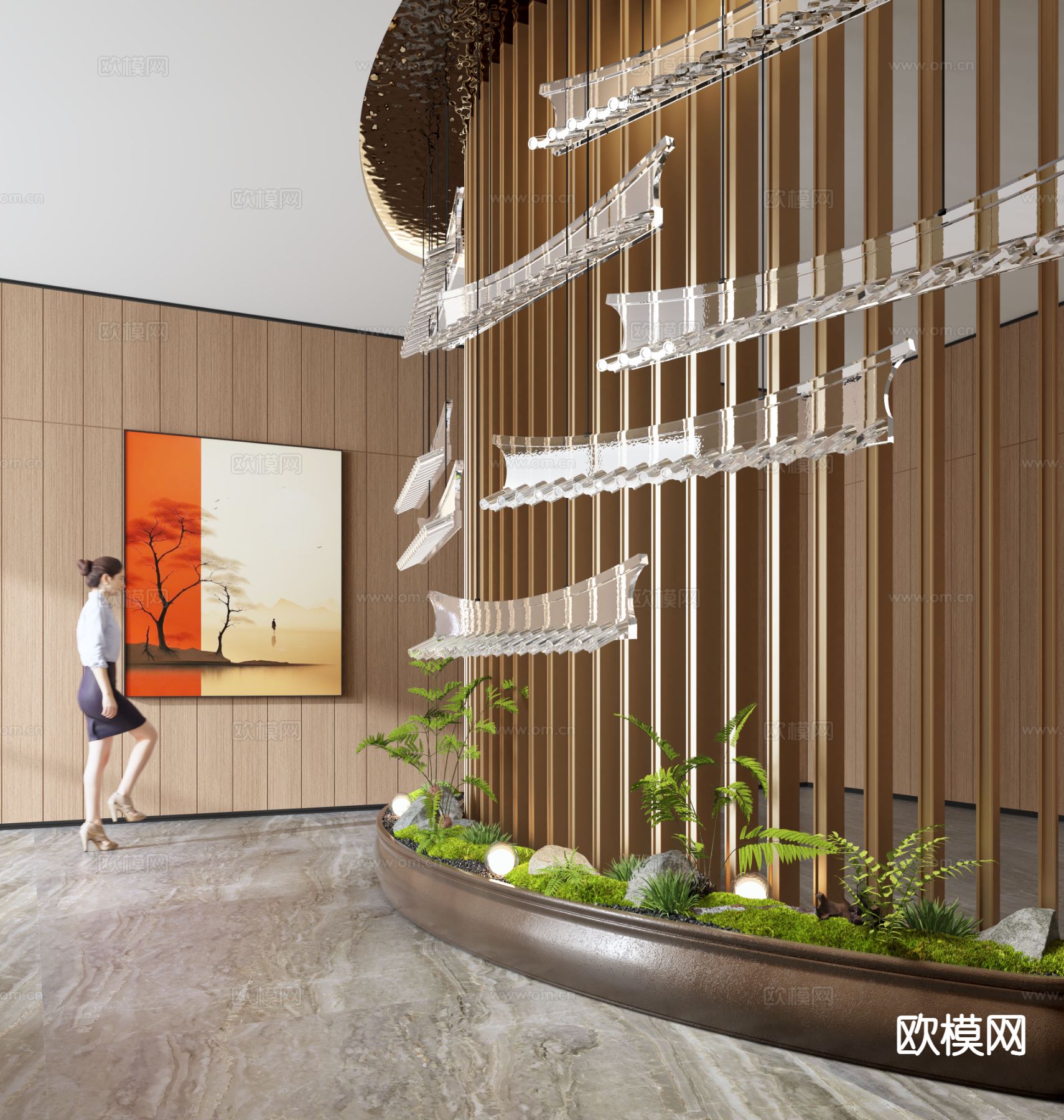 室内景观 大堂造景3d模型下载