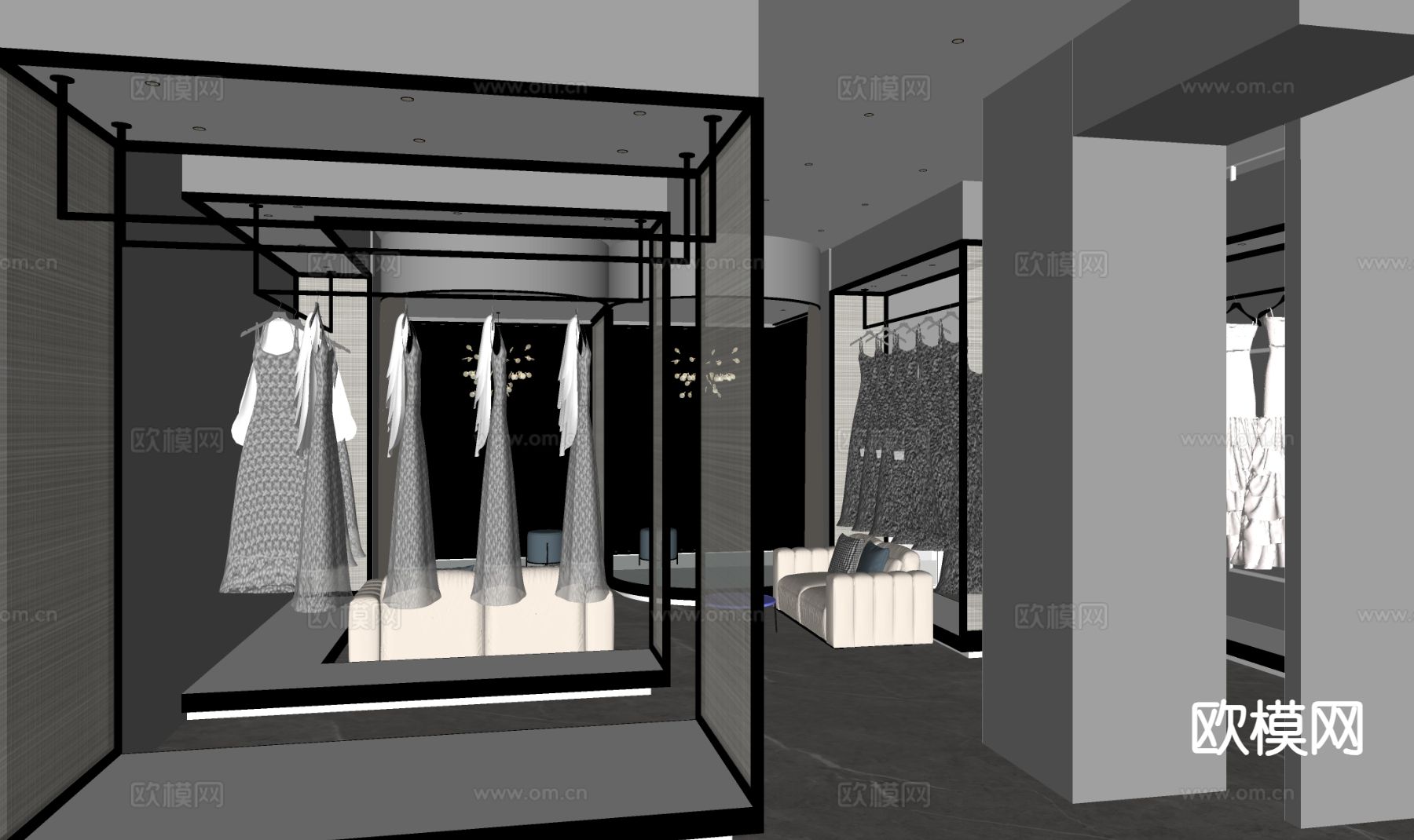 现代婚纱店su模型下载（渲染图1）