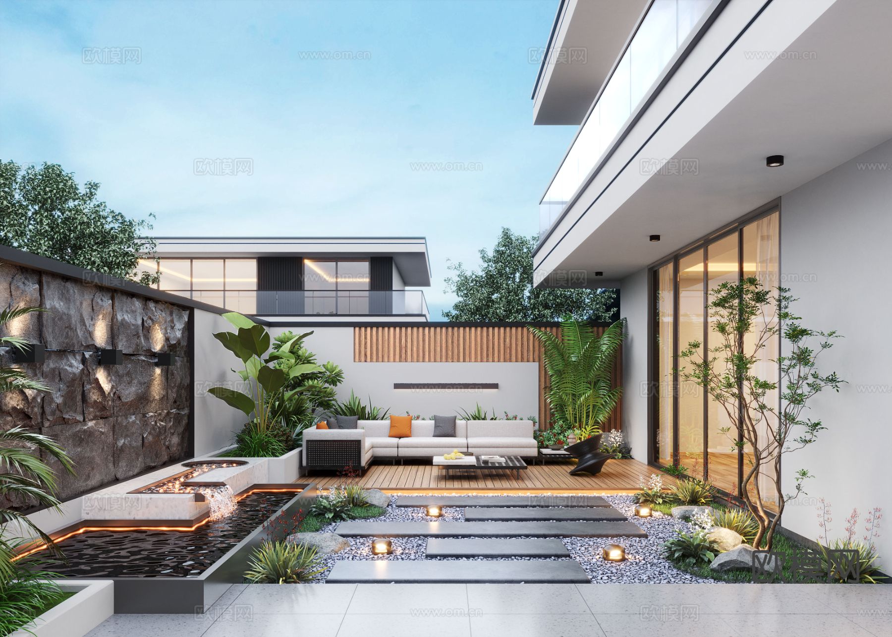 庭院景观 别墅花园3d模型下载（渲染图2）