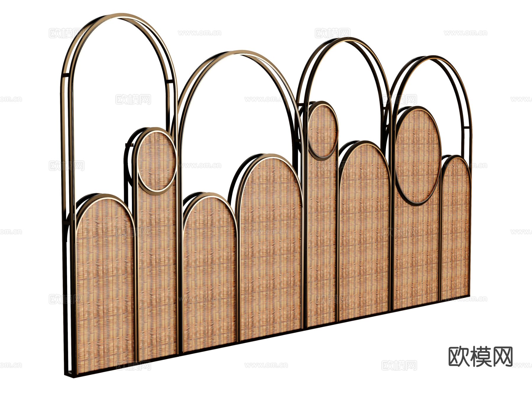 侘寂竹编隔断 弧形隔断su模型下载（渲染图2）
