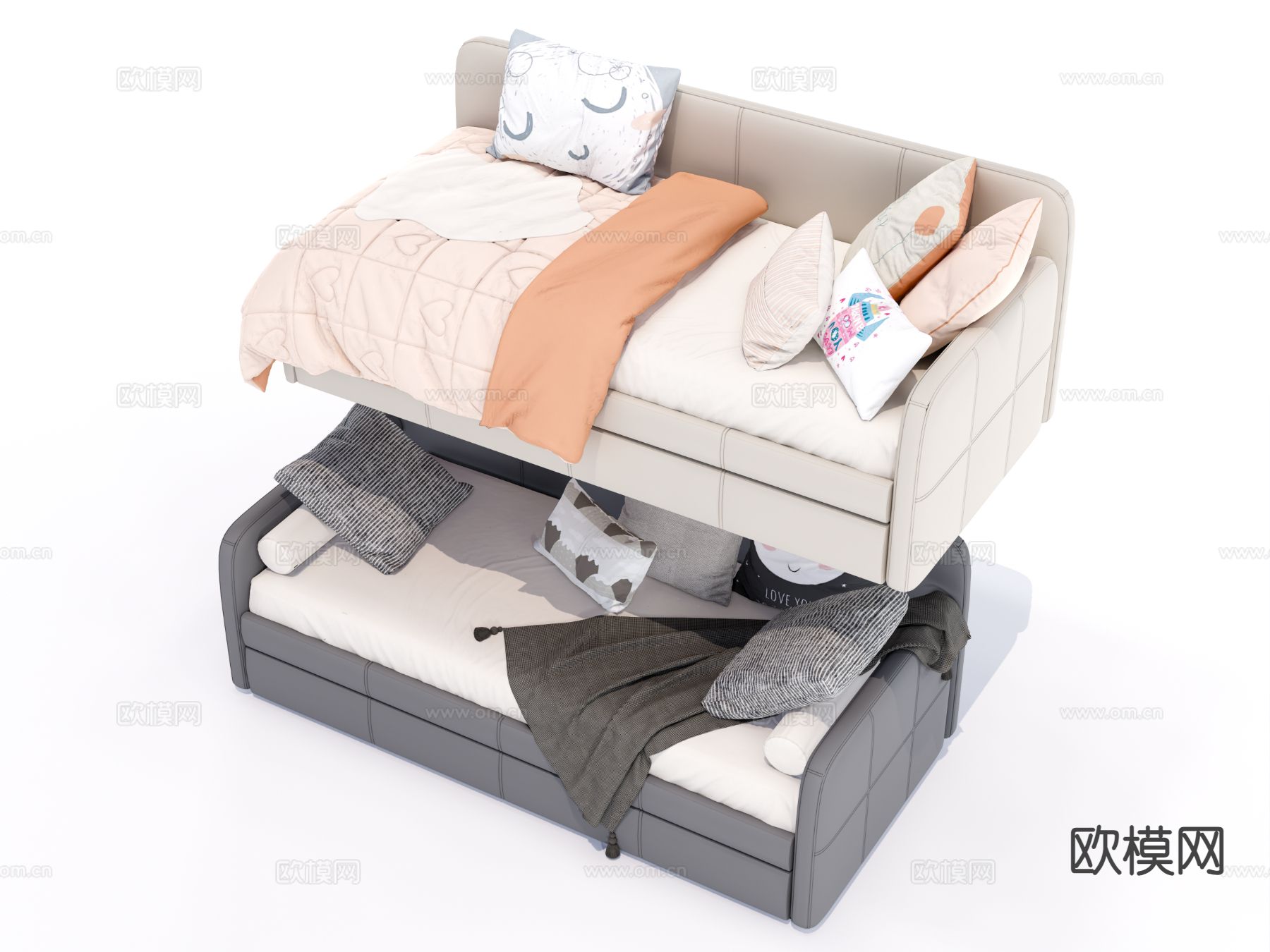 现代沙发床su模型下载（渲染图3）