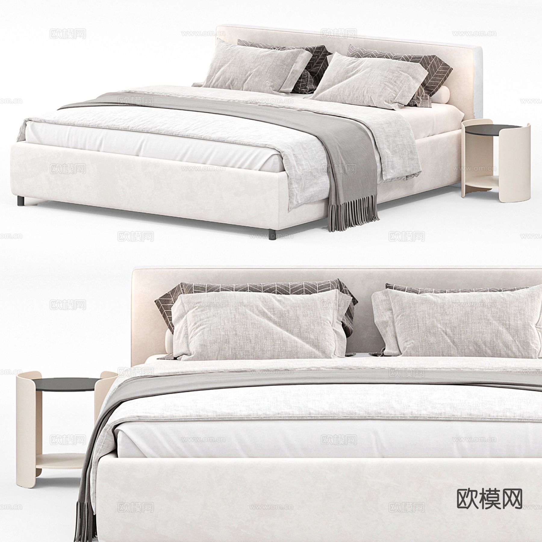 意式双人床3d模型下载