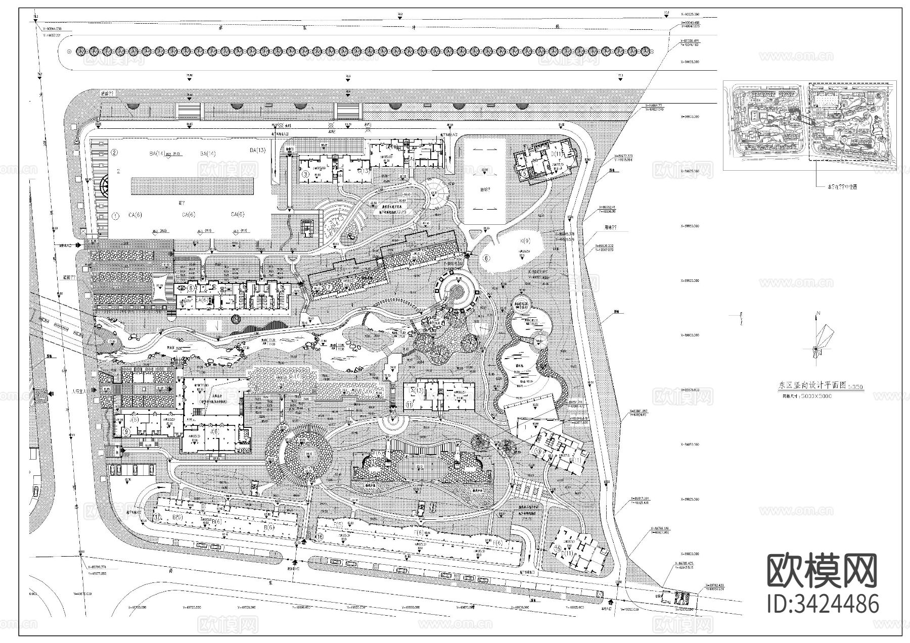 住宅小区CAD平面图下载（渲染图5）