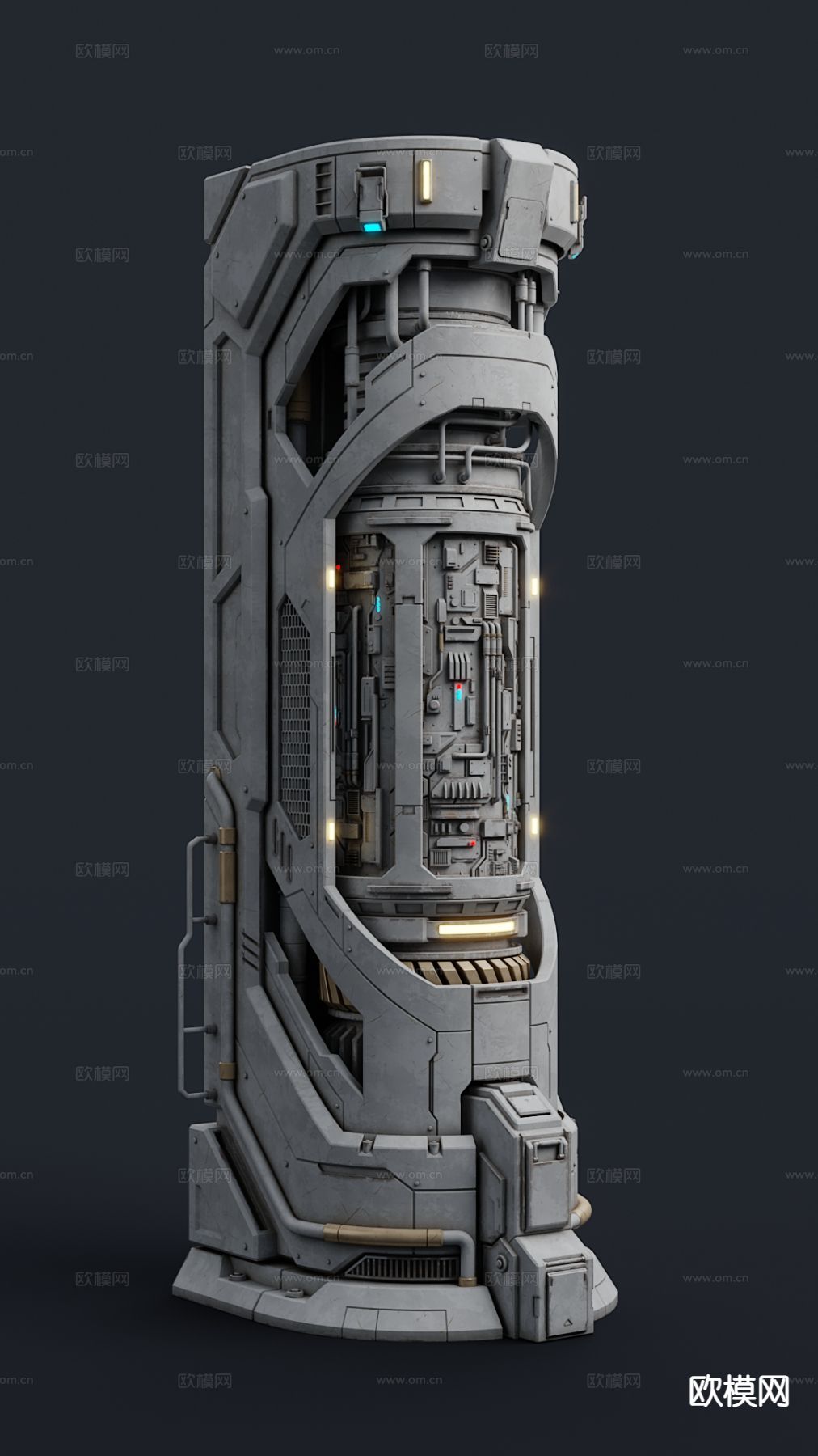 科技感立柱 机械立柱3d模型下载