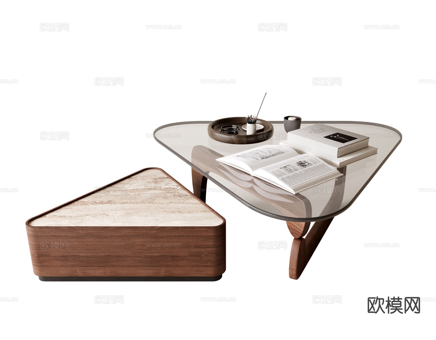 中古风茶几 子母茶几3d模型下载